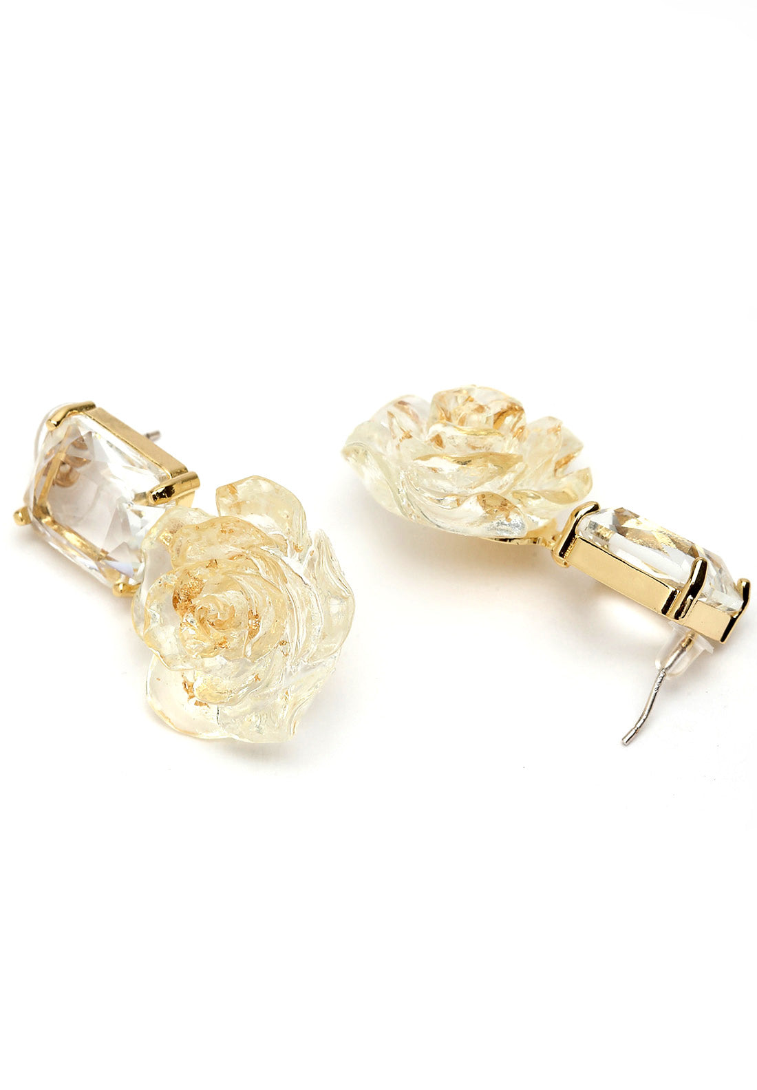 Boucles d'oreilles en cristal floral doré