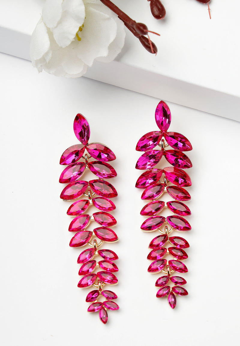 Multicolored Cascading Leaf-Shaped Drop Earrings