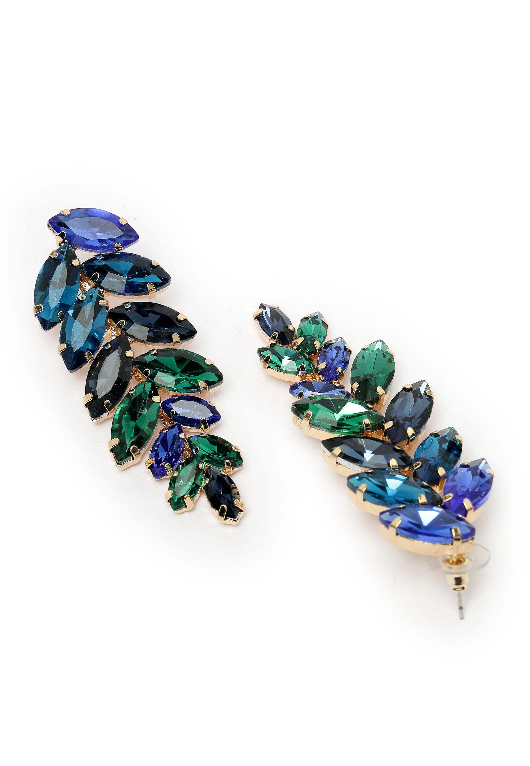 Blue Leaf-Shaped Drop Earrings