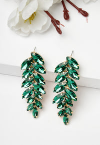 Boucles d'oreilles pendantes en forme de feuille verte