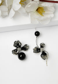 Exotic Black Floral Earrings