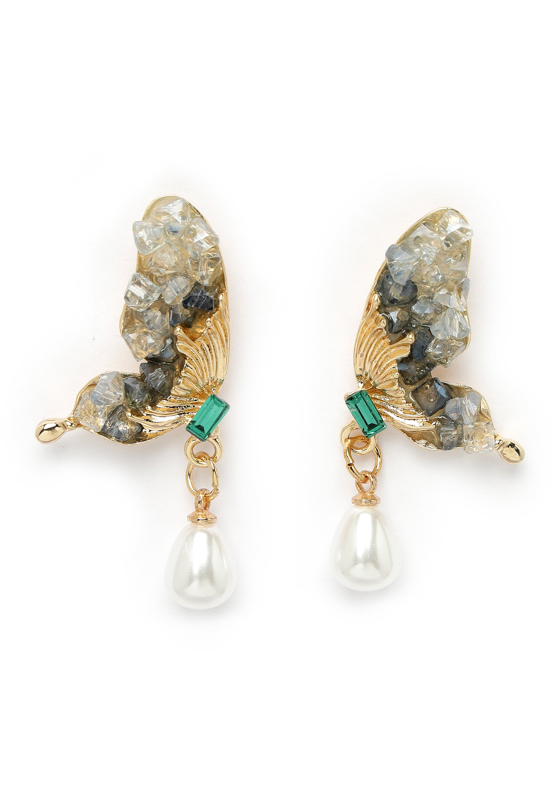 Pendientes colgantes con forma de mariposa gris extravagante