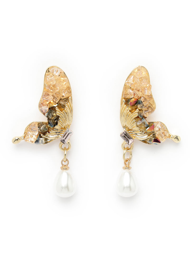 Pendientes colgantes de mariposa en color dorado Whimsy