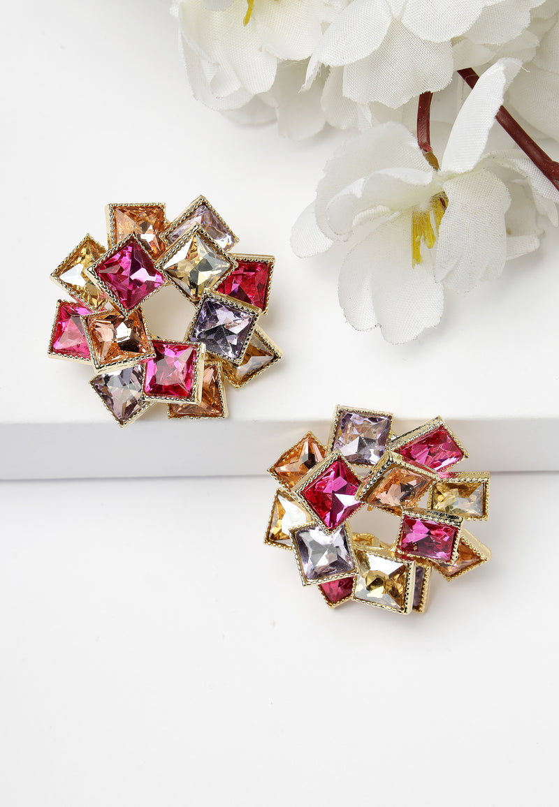 Pink Geometric Stud Earrings