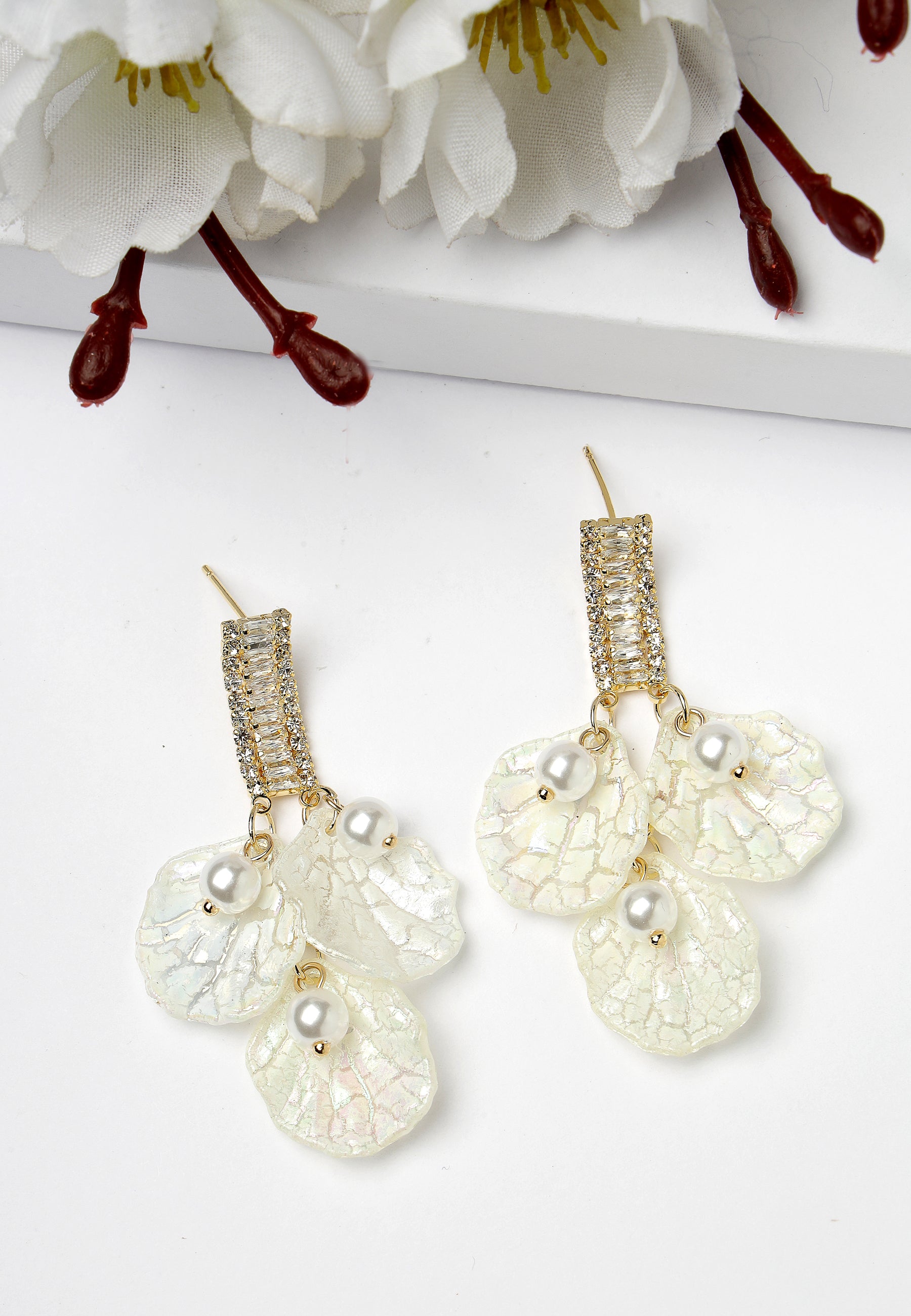 White Shell Drop Earrings