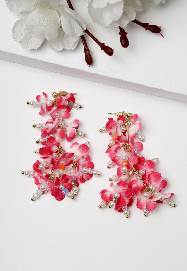 Beautiful Pink Floral Drop Earrings