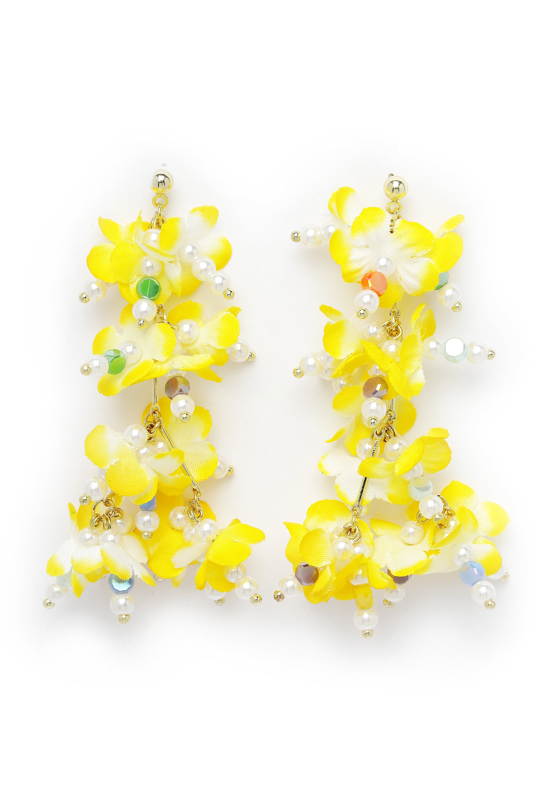 Yellow Leaf-Shaped Drop Earrings