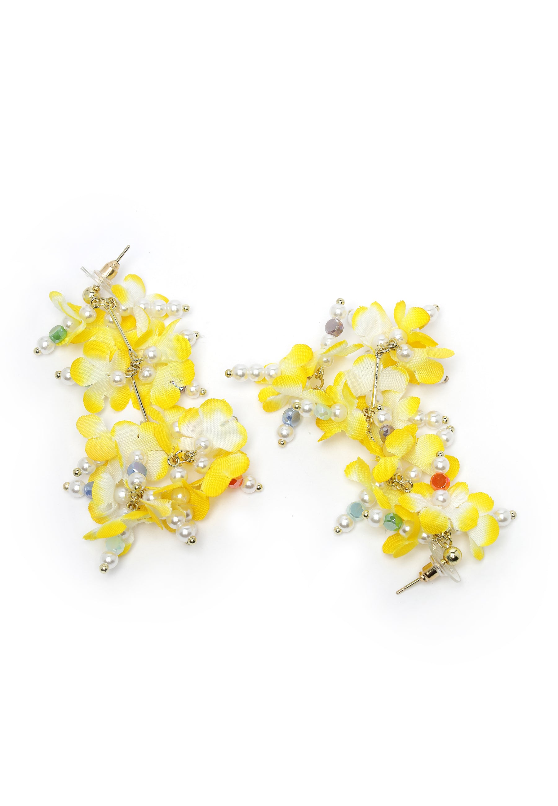 Yellow Leaf-Shaped Drop Earrings