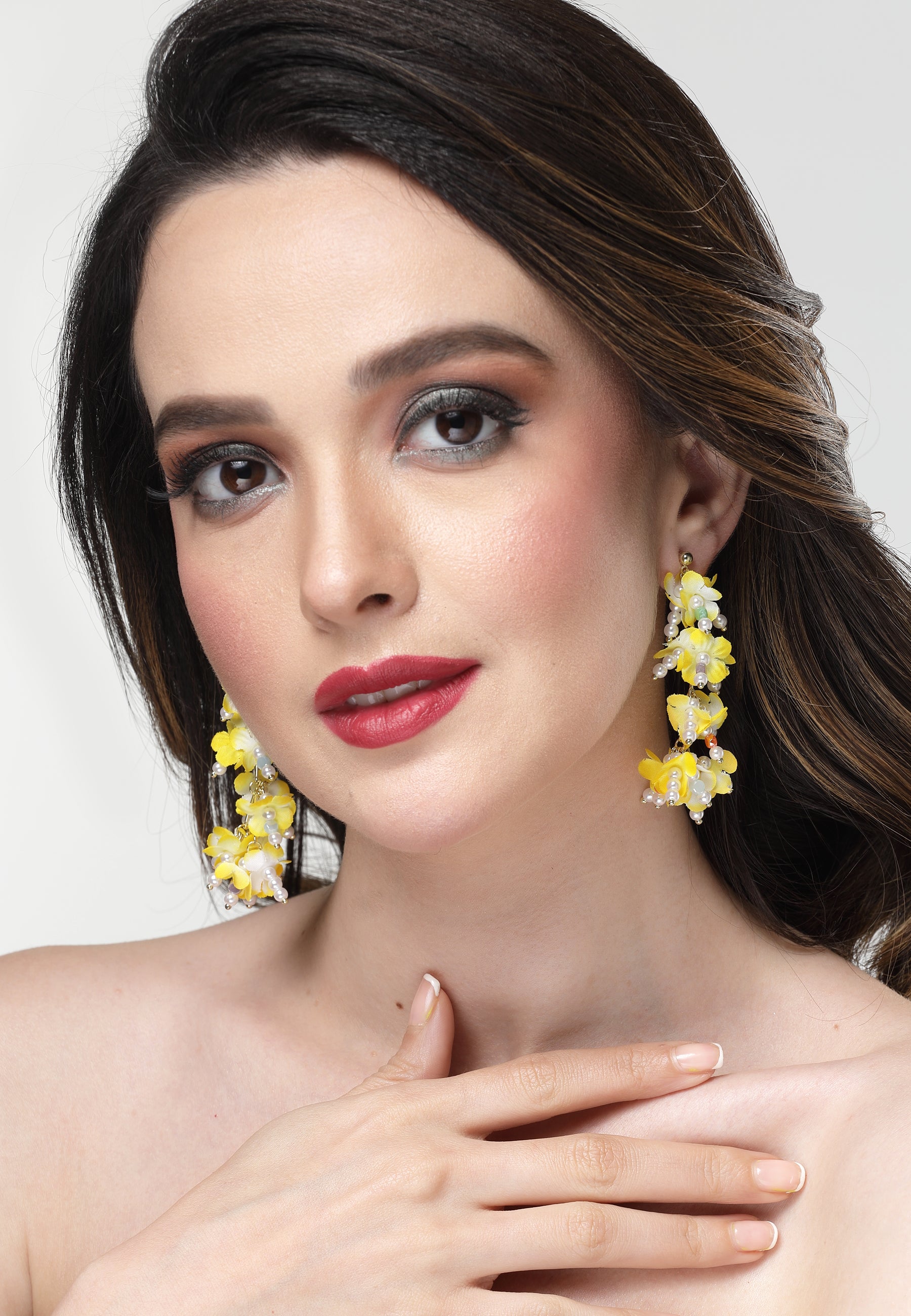 Yellow Leaf-Shaped Drop Earrings