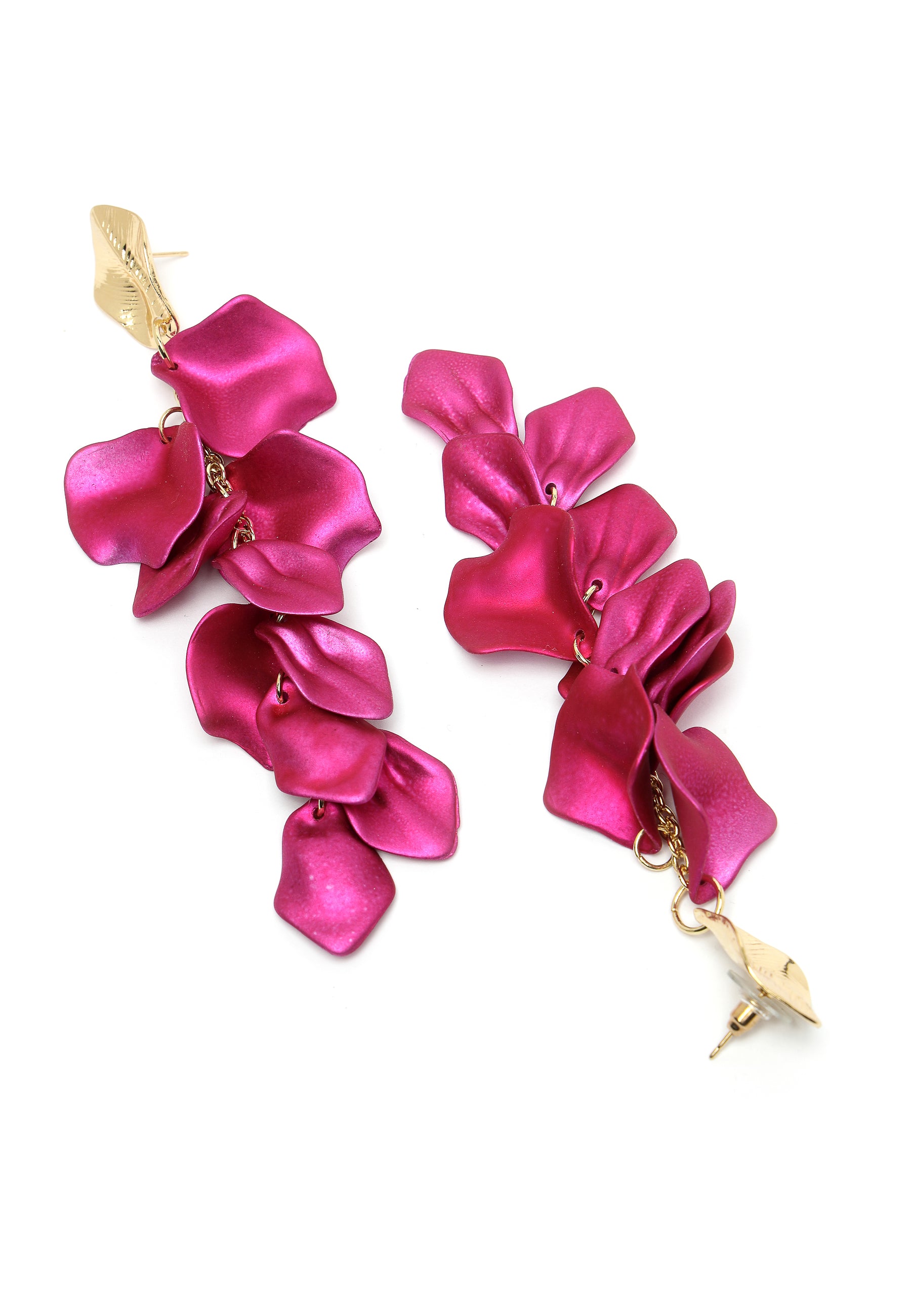 Pendientes colgantes con forma de hoja rosa