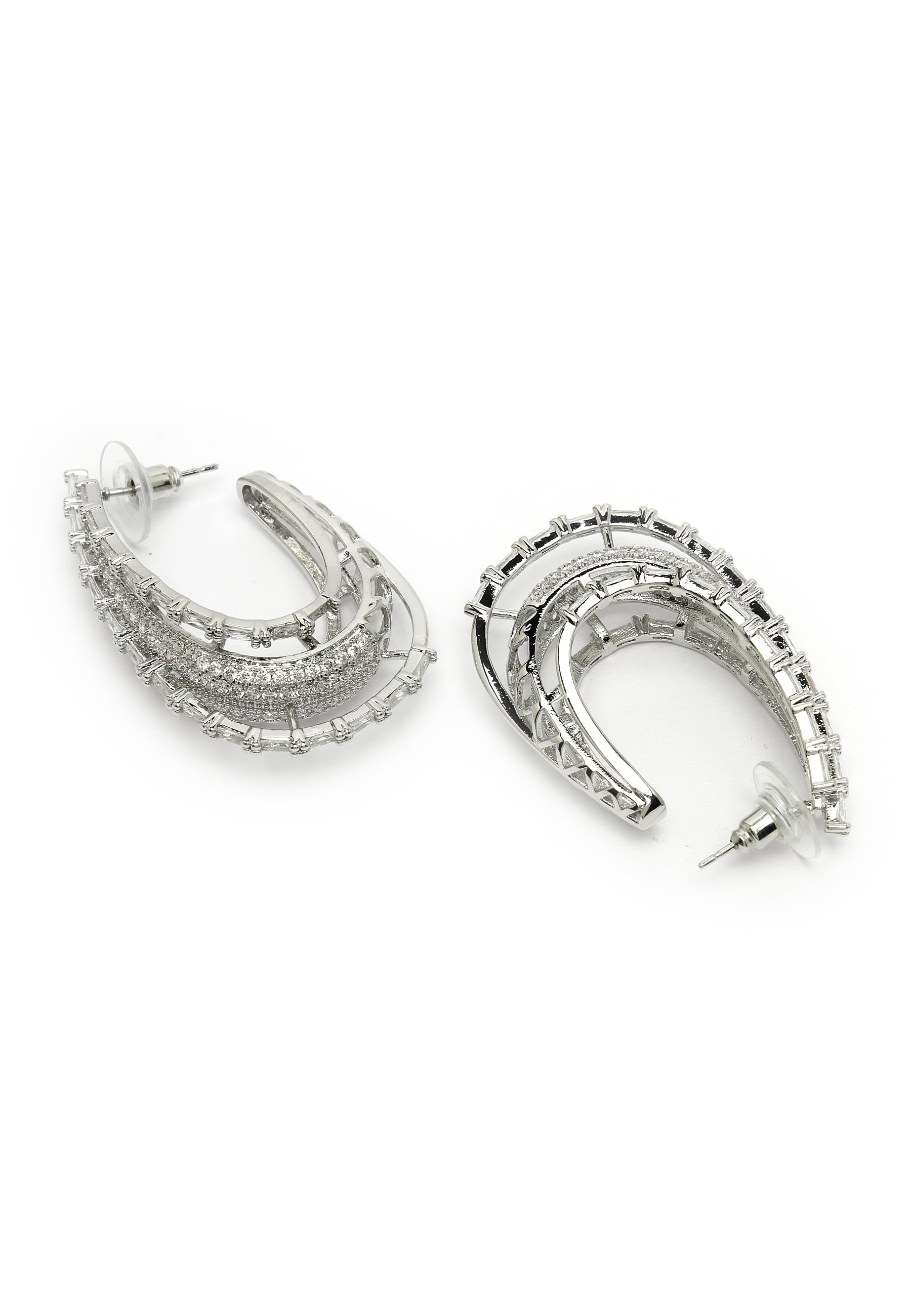 Cubic Zirconia Layered Hoops