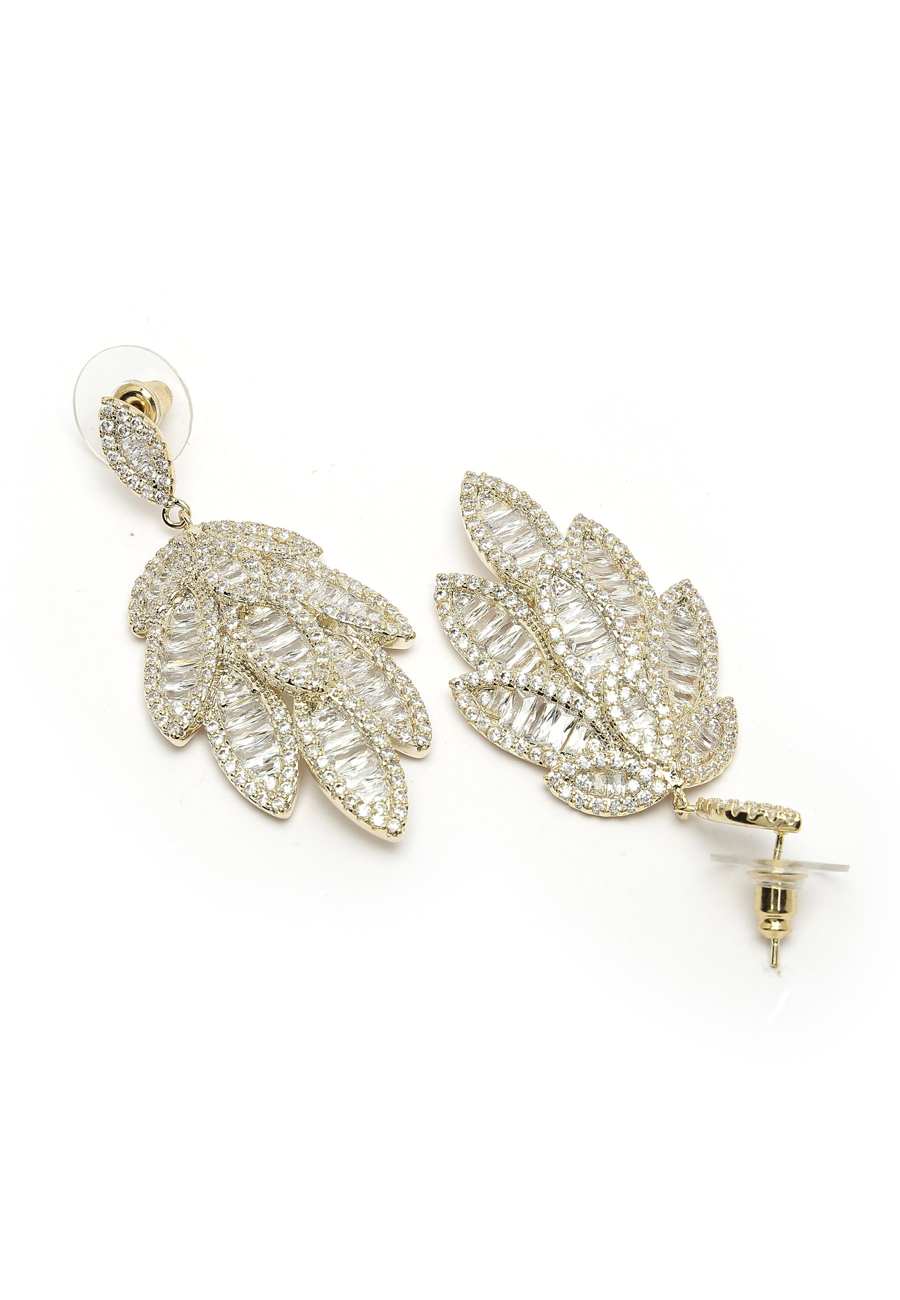 Cubic Zirconia Willow Leaf Dangle Earrings