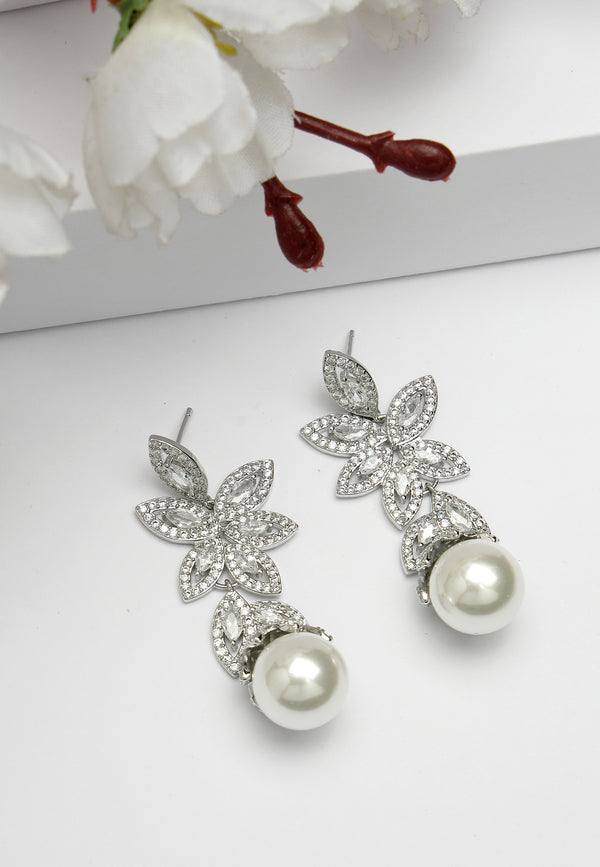 Zirconia Hollow Floral Dangles