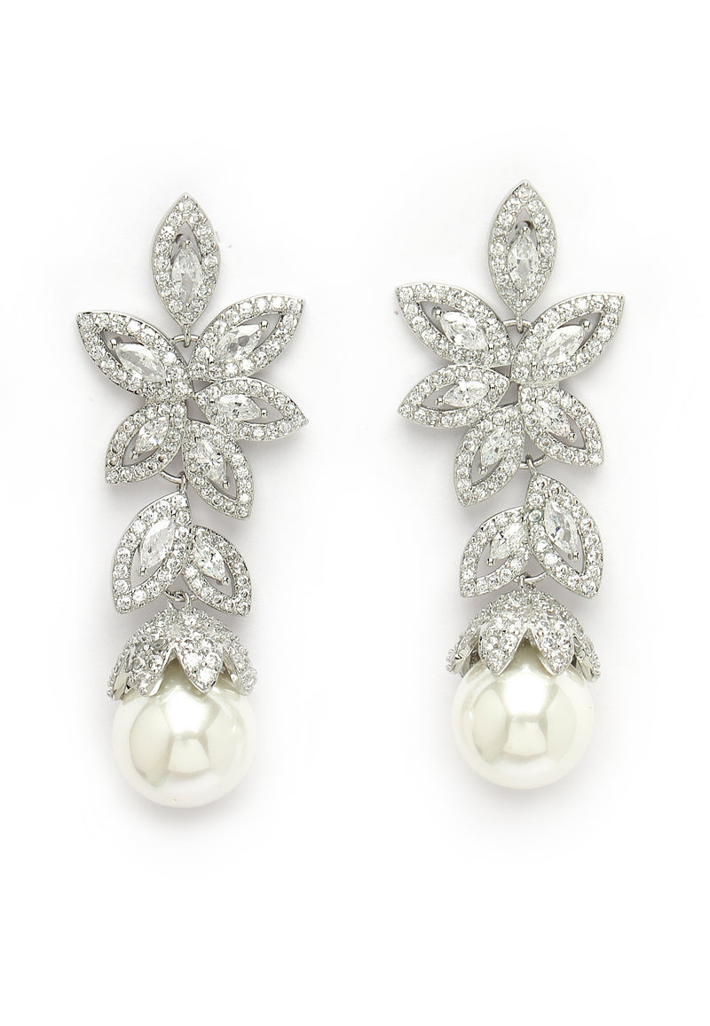 Zirconia Dangles Floral Hollow