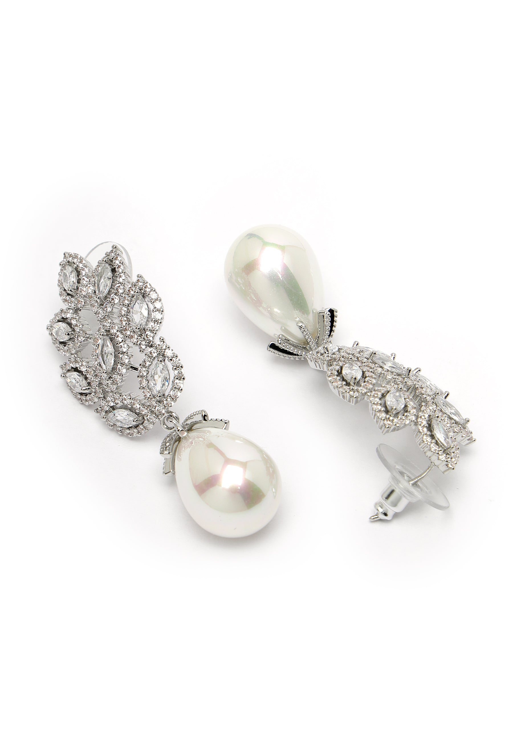 Boucles d'oreilles pendantes en forme de feuille creuse en argent sterling