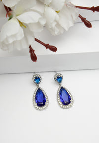 Zirconia Drop Earrings In Blue