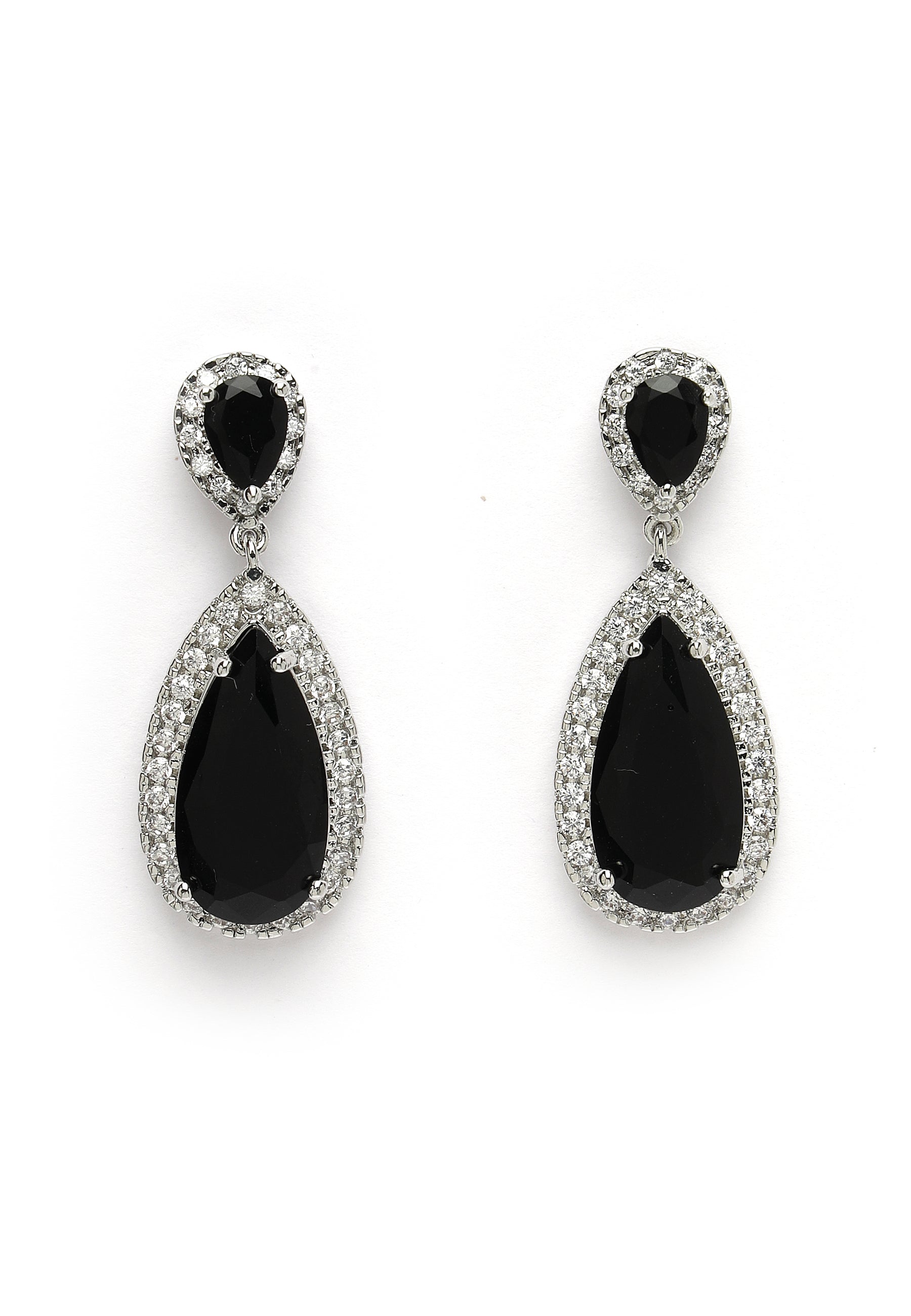 Boucles d'oreilles pendantes en zircone noire