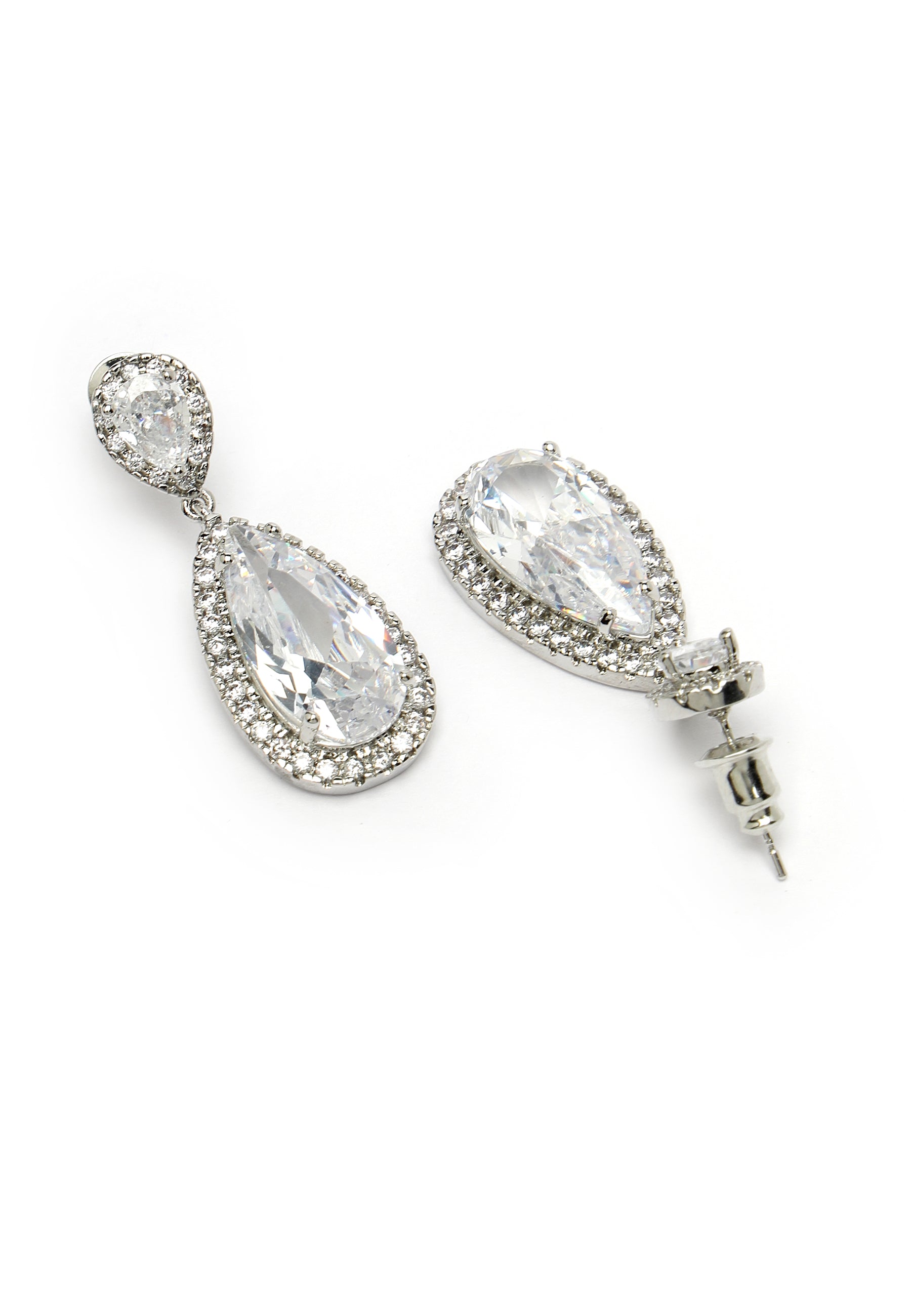 Boucles d'oreilles pendantes en argent avec zircone