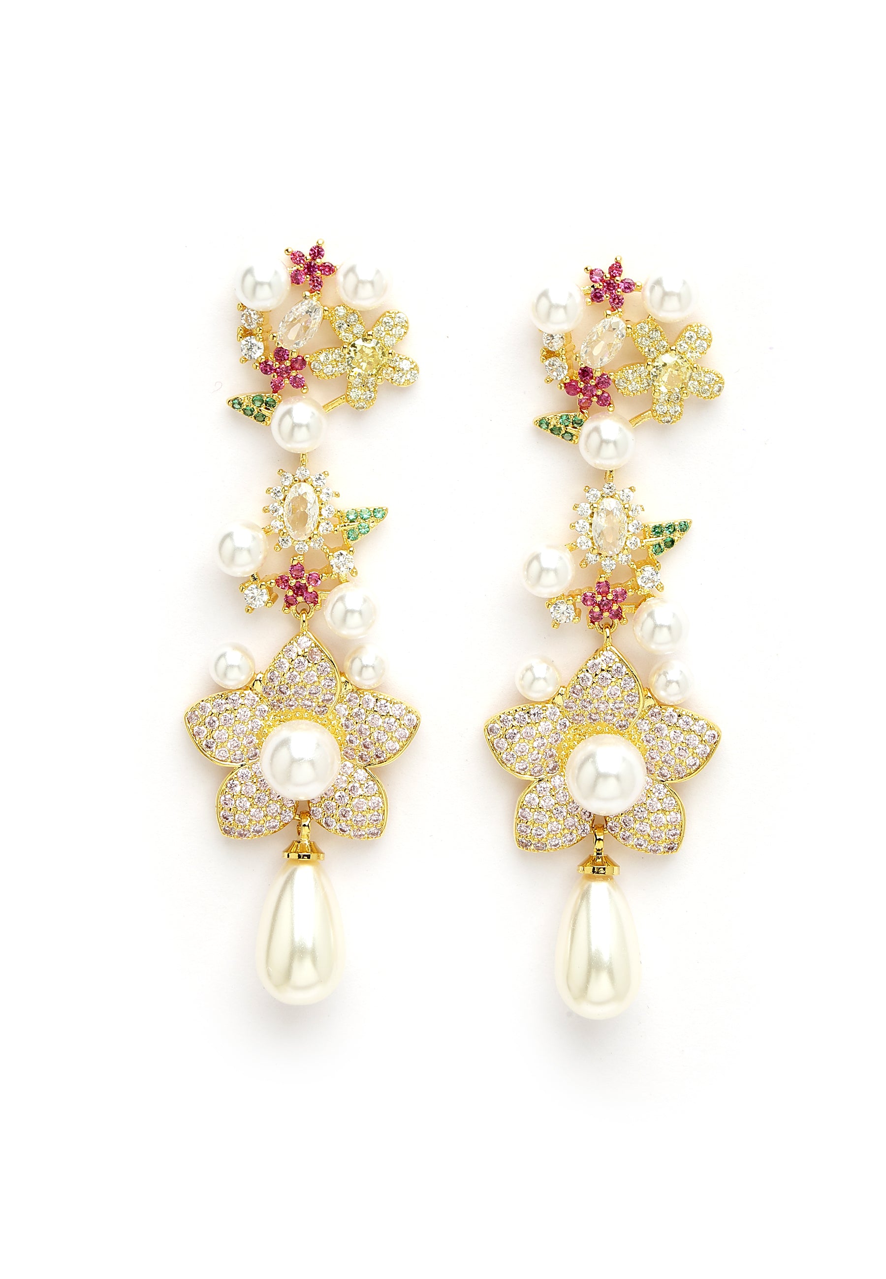 Zirconia Floral Dangle øreringe