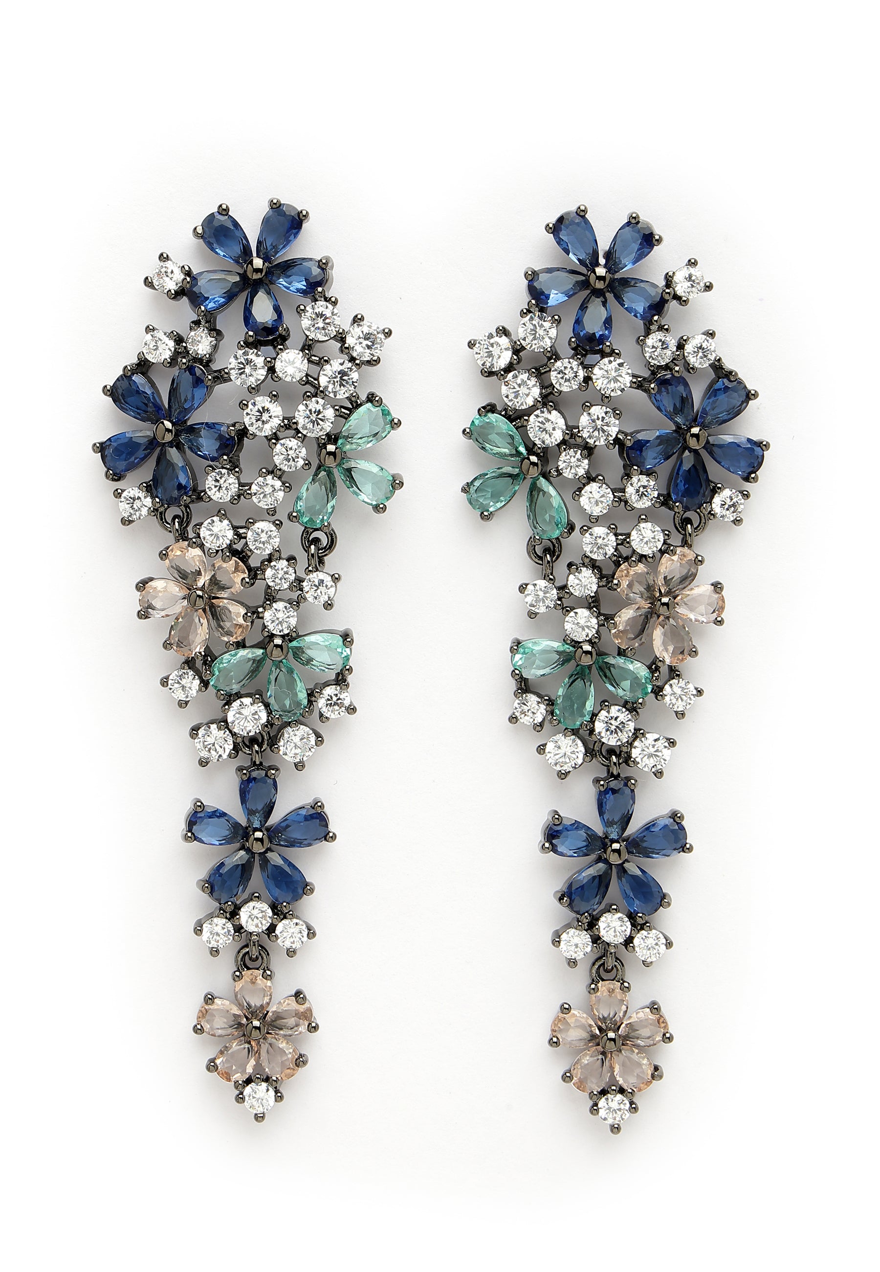 Zirconia Cascading Floral Earrings