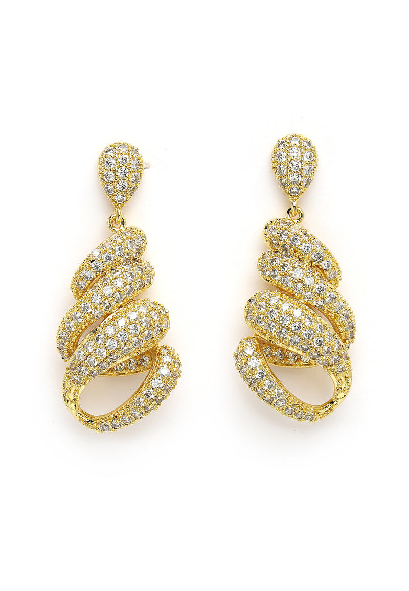 Gleaming Zircon Twisted Earrings