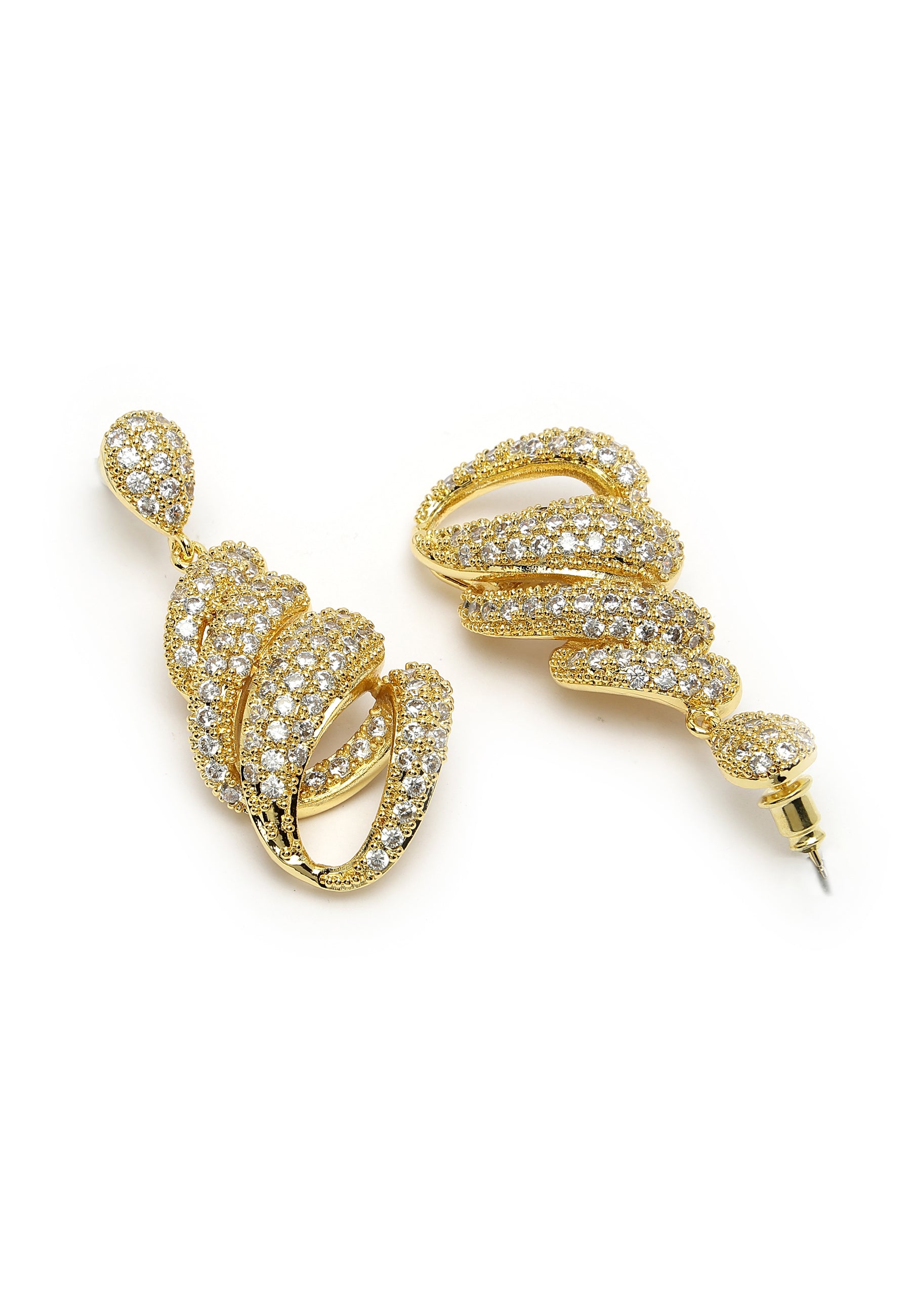 Boucles d'oreilles torsadées en zircon brillant