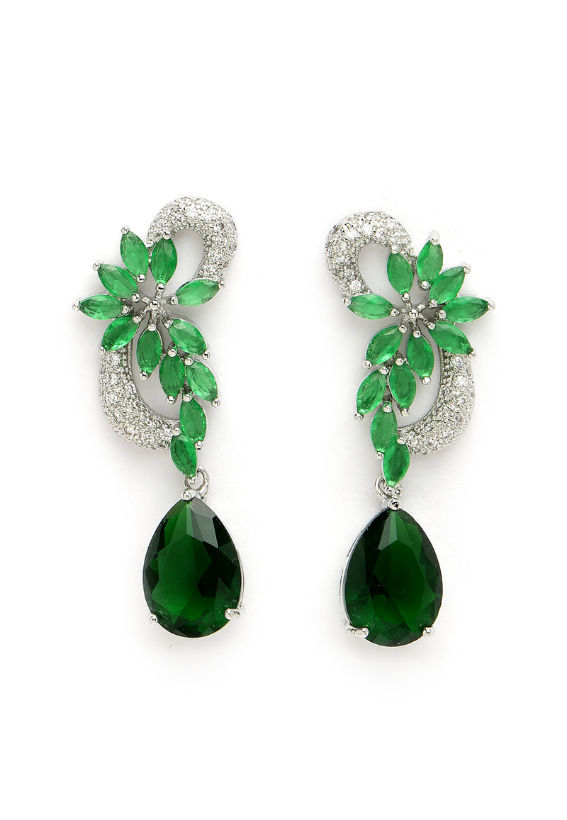 Modern Zirconia Floral Drop Earrings