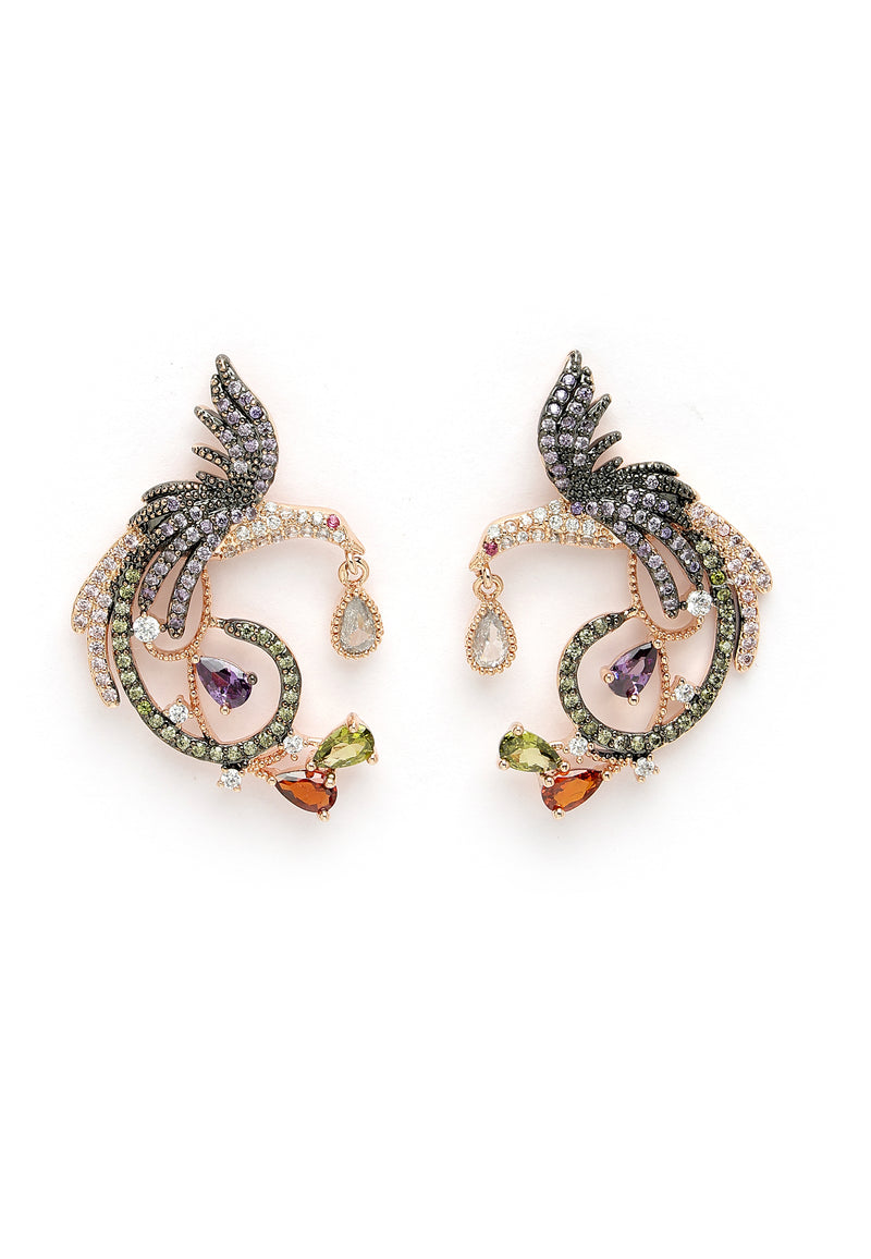 Boucles d'oreilles aigle modernes en zircone cubique