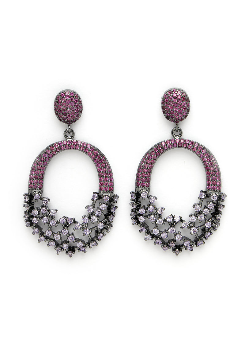 Boucles d'oreilles en zircone ajourées rouges scintillantes