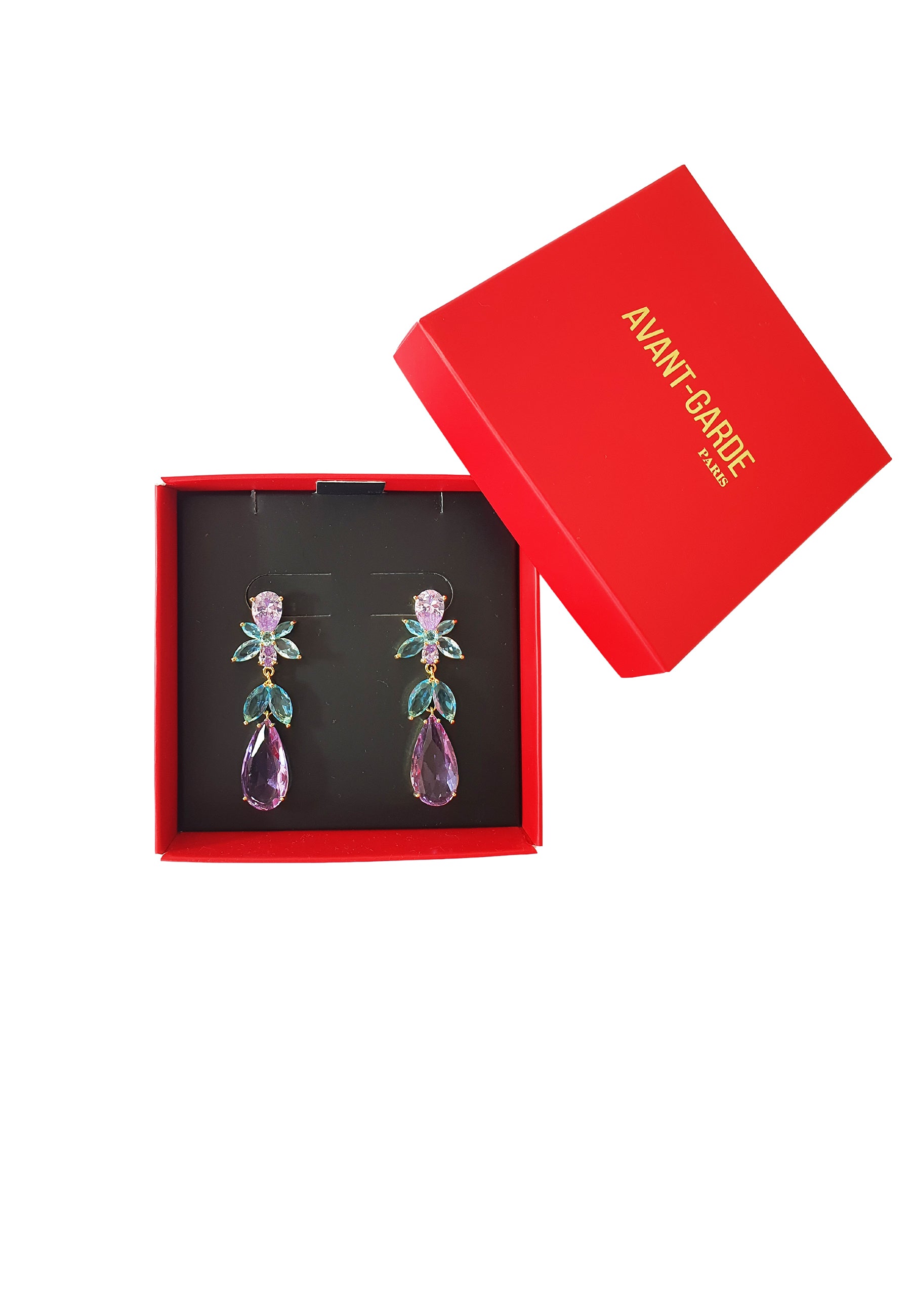 Cubic Zirconia Floral Drop Earrings