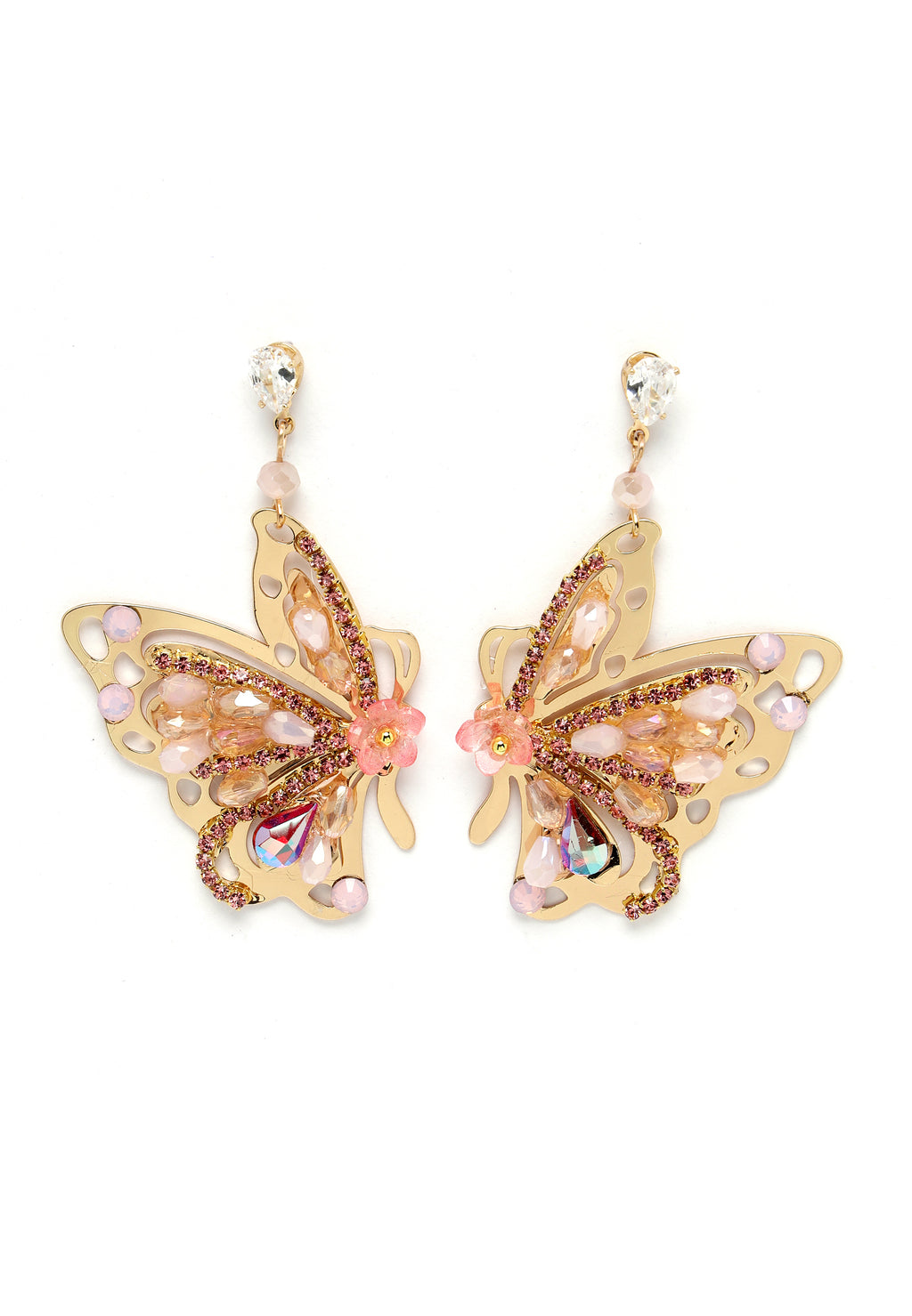 Pink Butterfly Drop Earrings