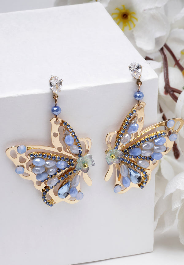 Boucles d'oreilles papillon bleu