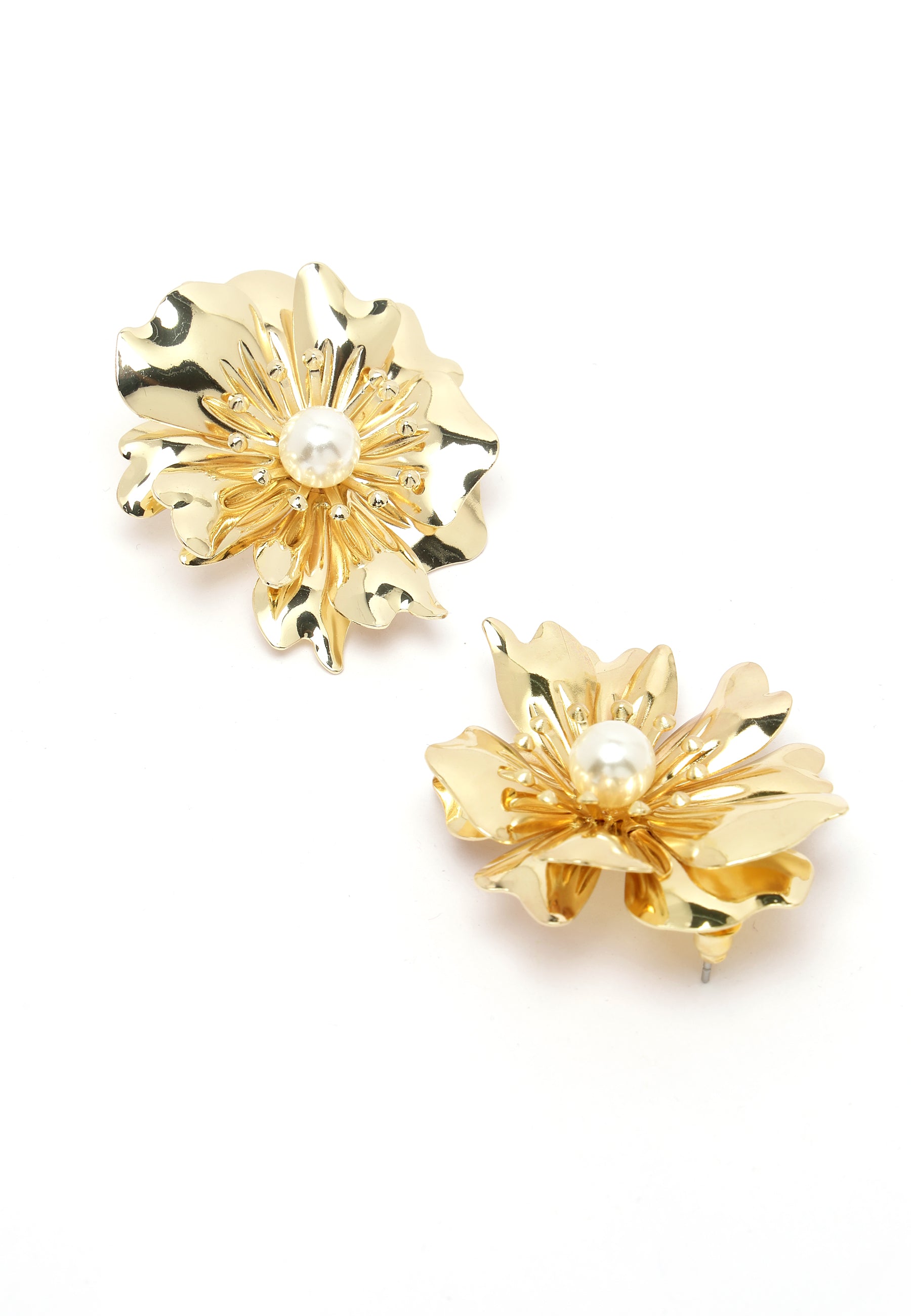 Kolczyki sztyfty w kolorze starego złota z perłami i perłami
