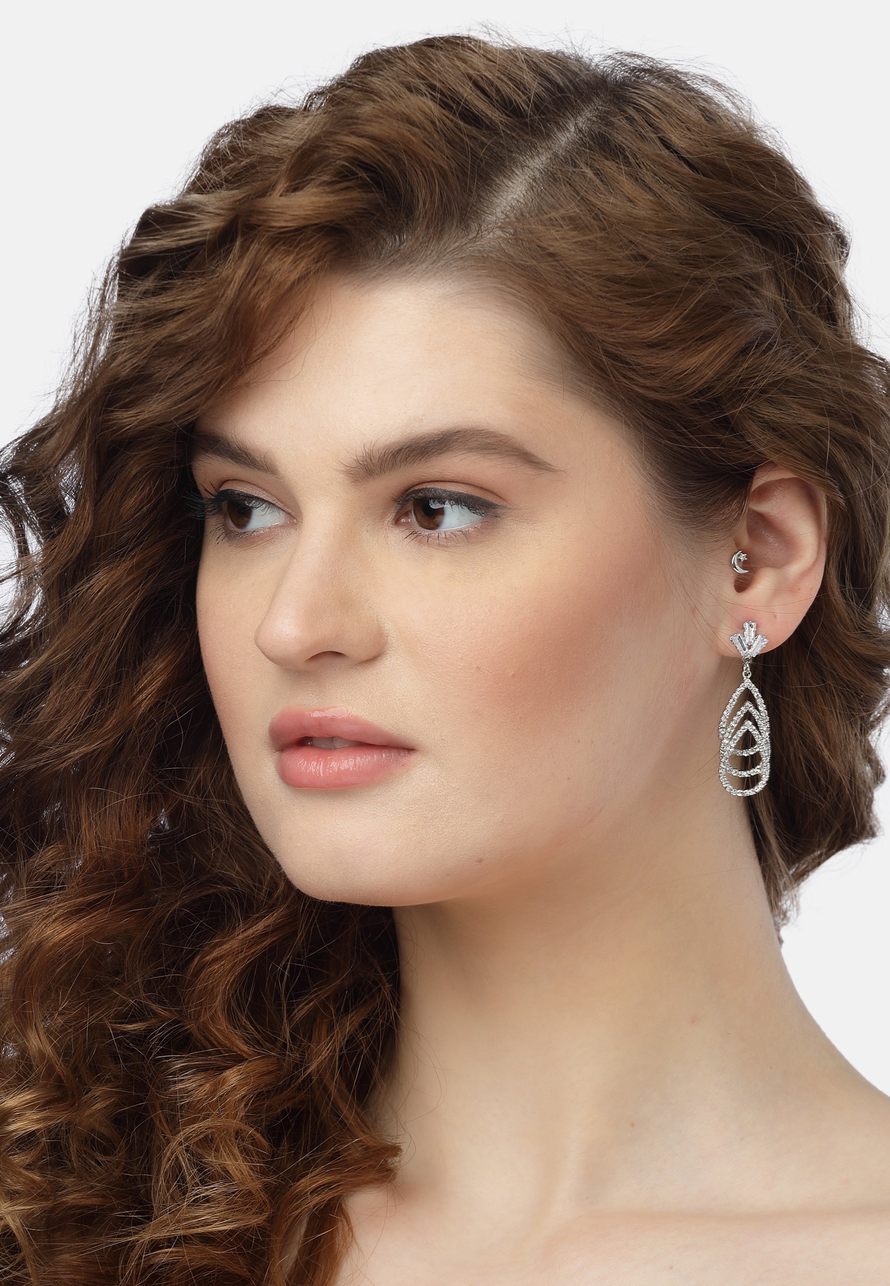 Gleaming Three-Tiered Diamond Drop Earrings