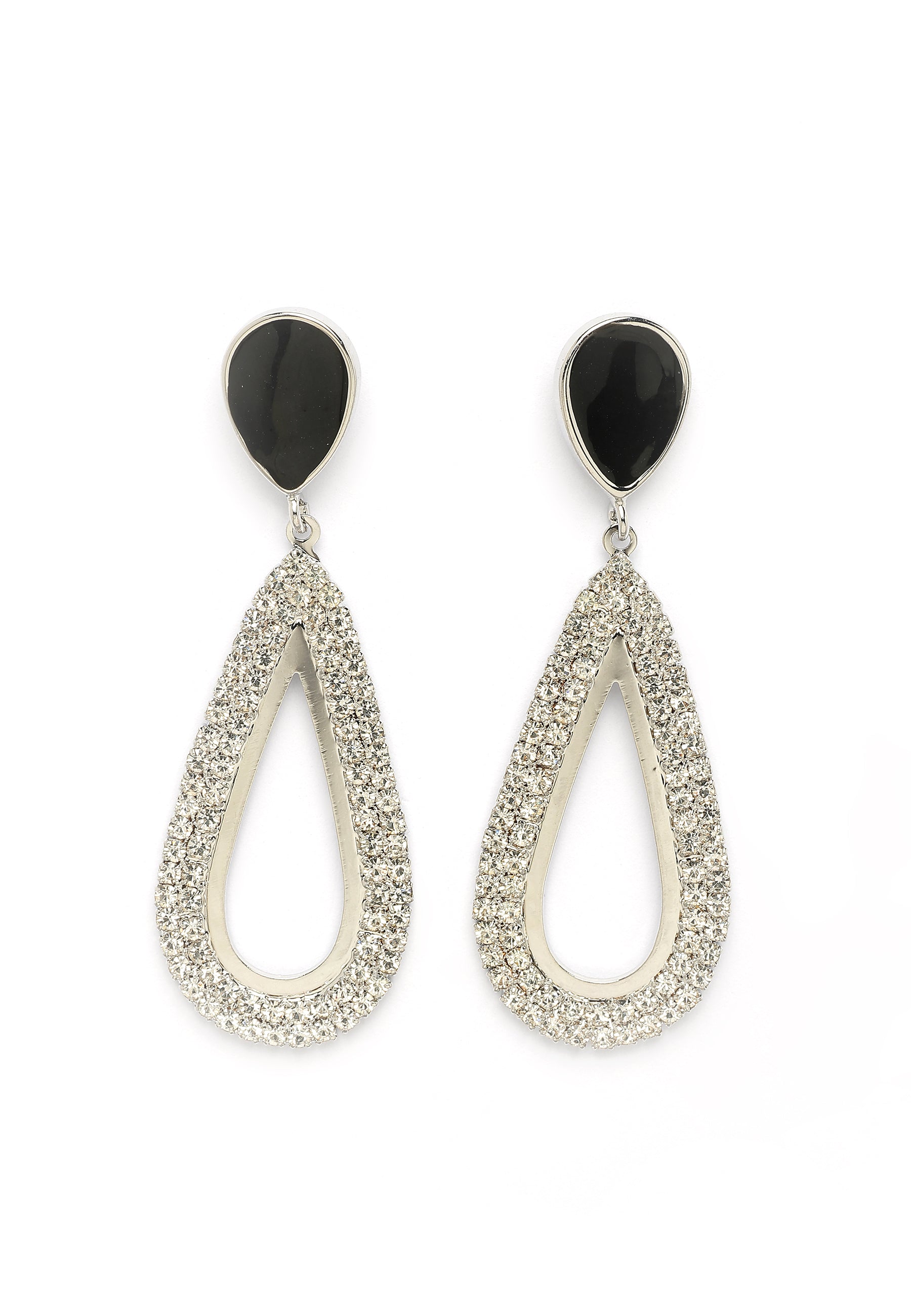 Statement Drop Earrings with Black Accents