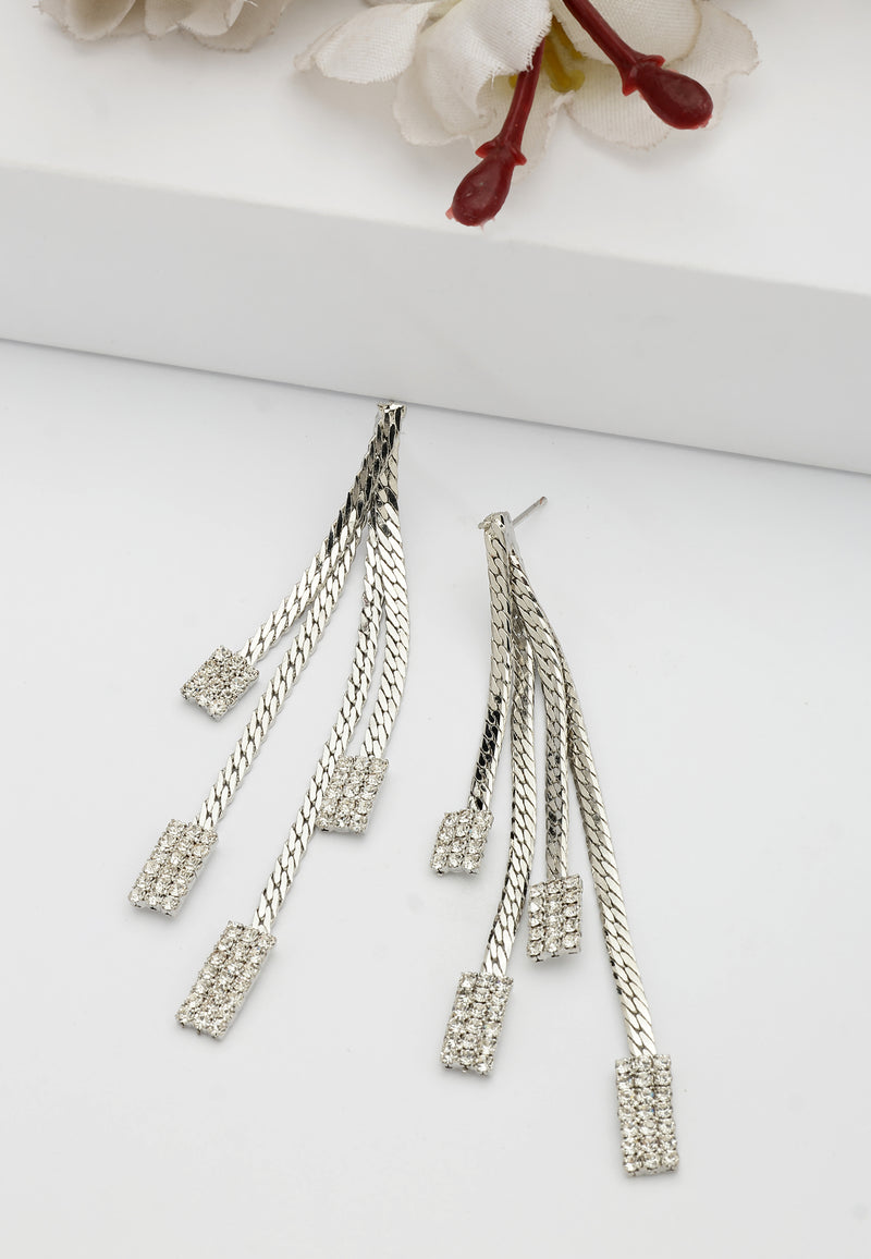 Square Stone Chain Earrings