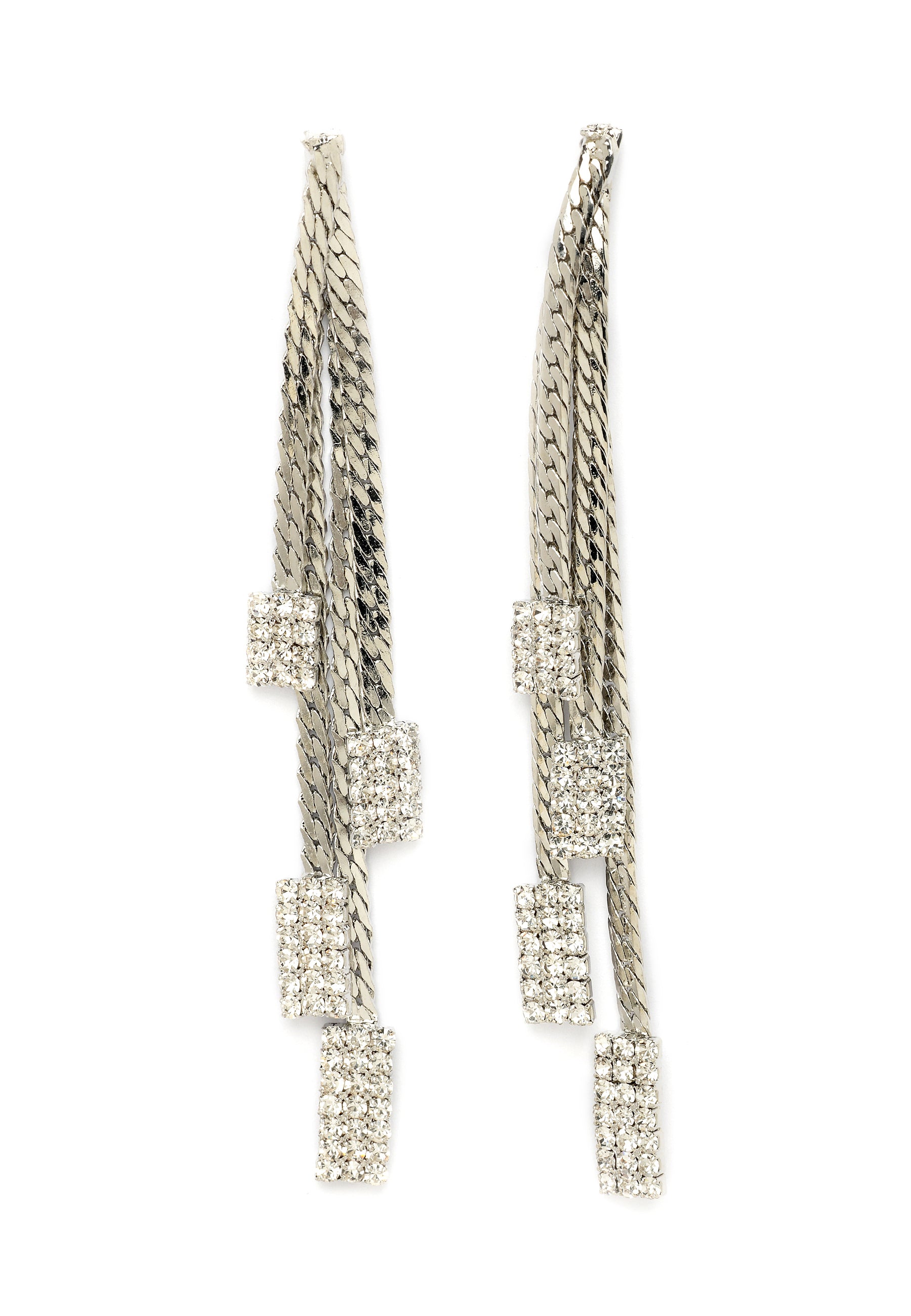 Square Stone Chain Earrings