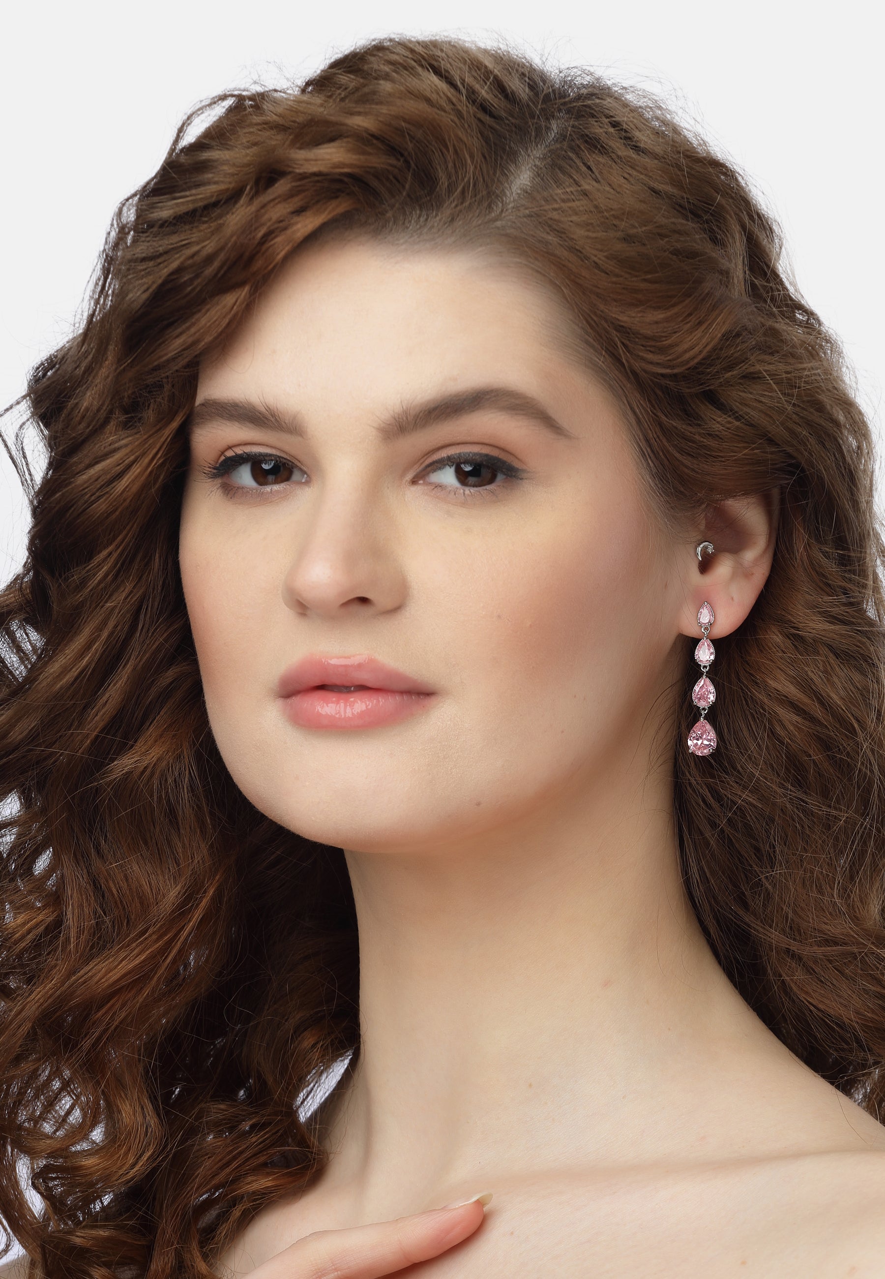 Pink Waterfall Drop Earrings