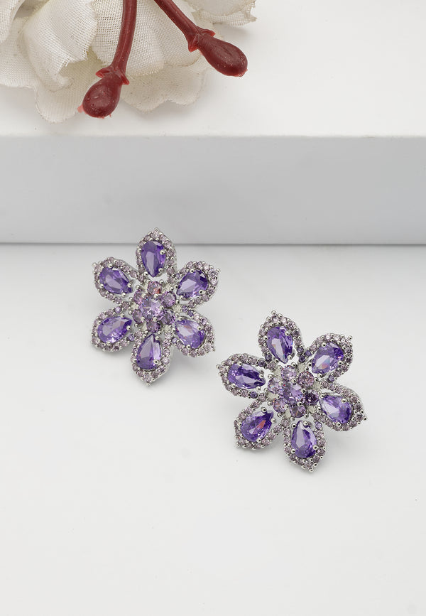 Lilac Floral Stud Earrings