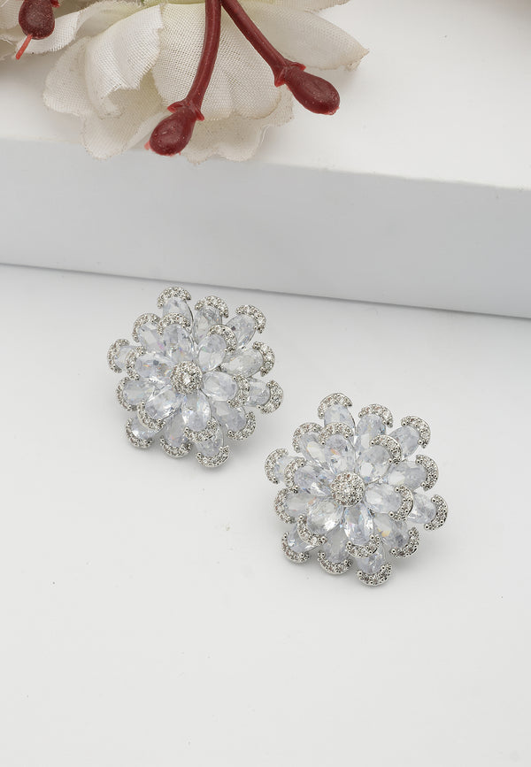 Icy Blooming Stud Earrings