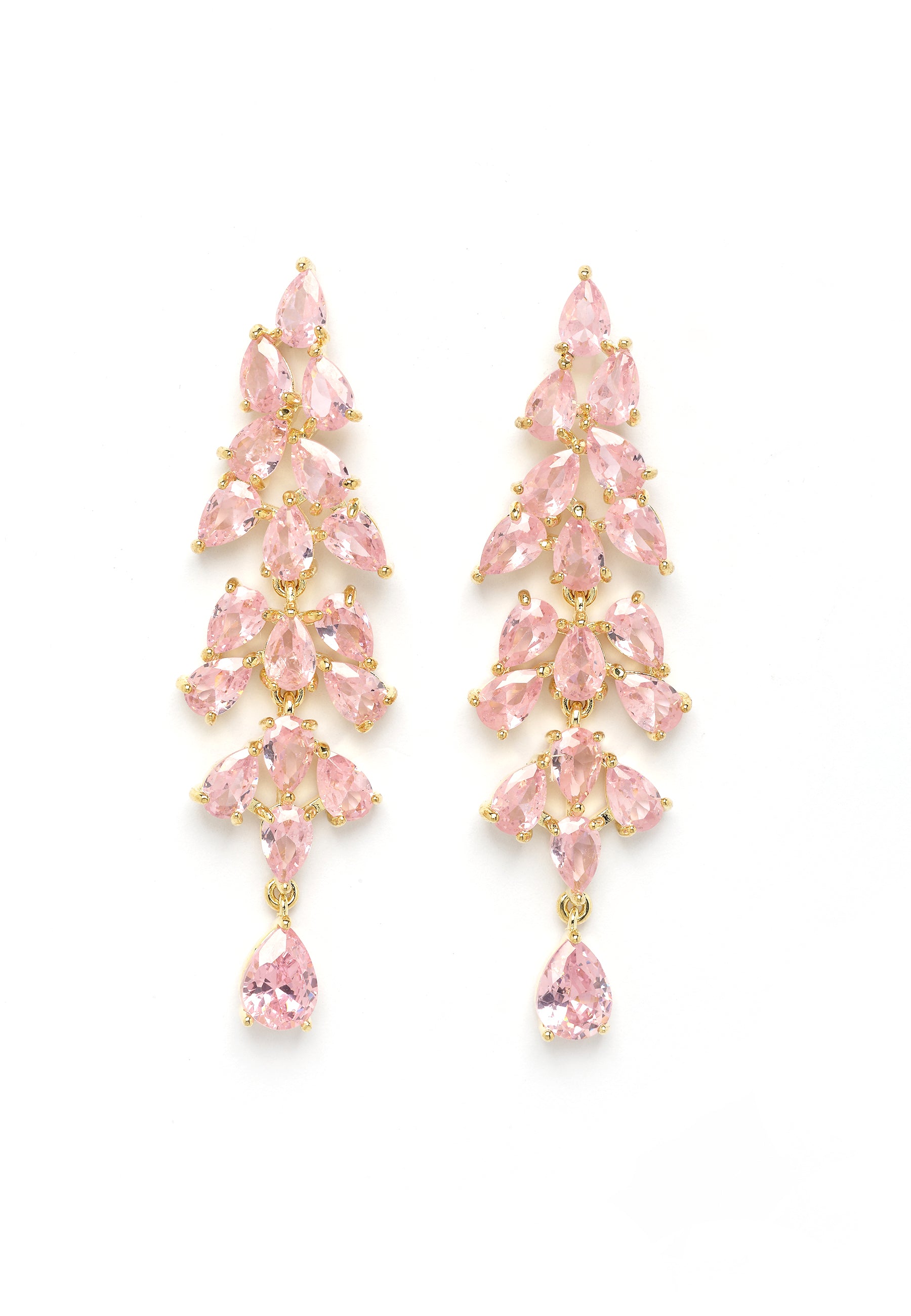 Pendientes de gota con hojas rosas