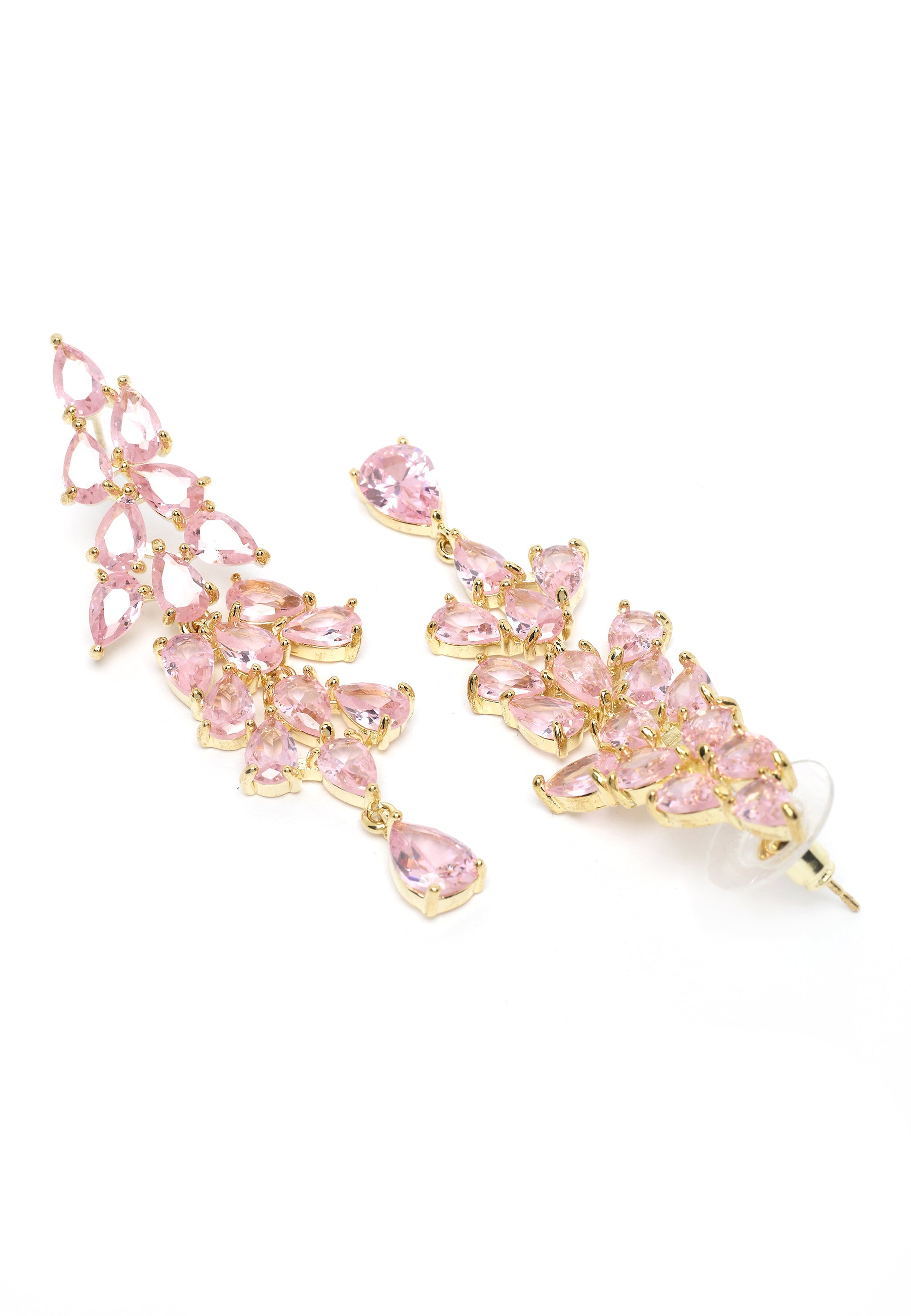 Pink Leafy Drop Earrings