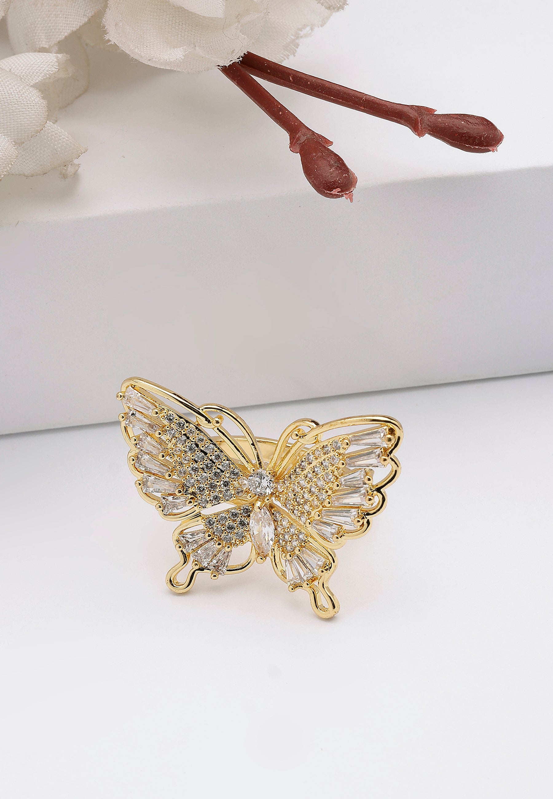 Golden Butterfly Blissful Ring