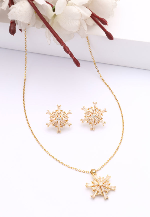 Golden Stardust Earrings and Necklace set