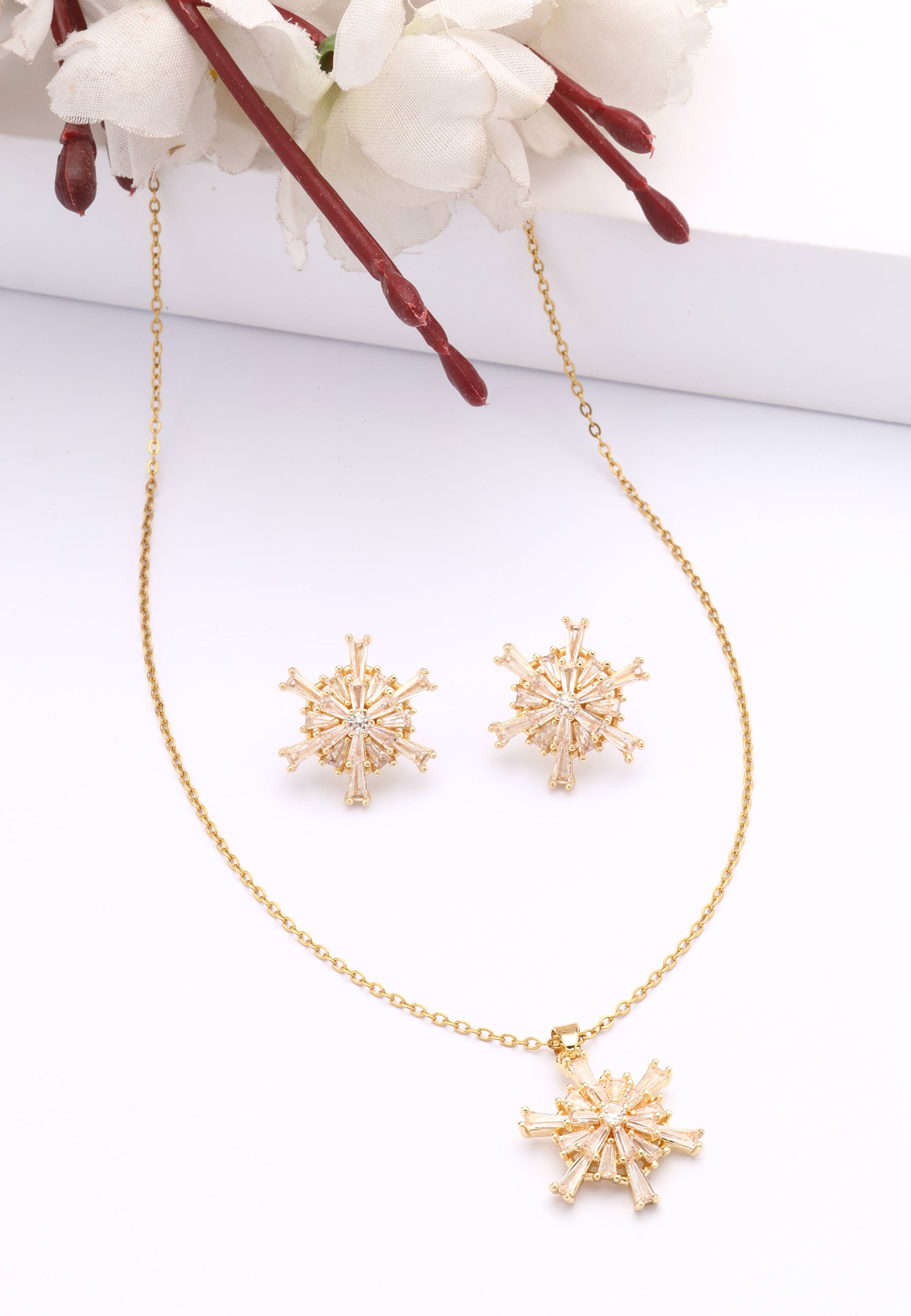 Golden Stardust Earrings and Necklace set