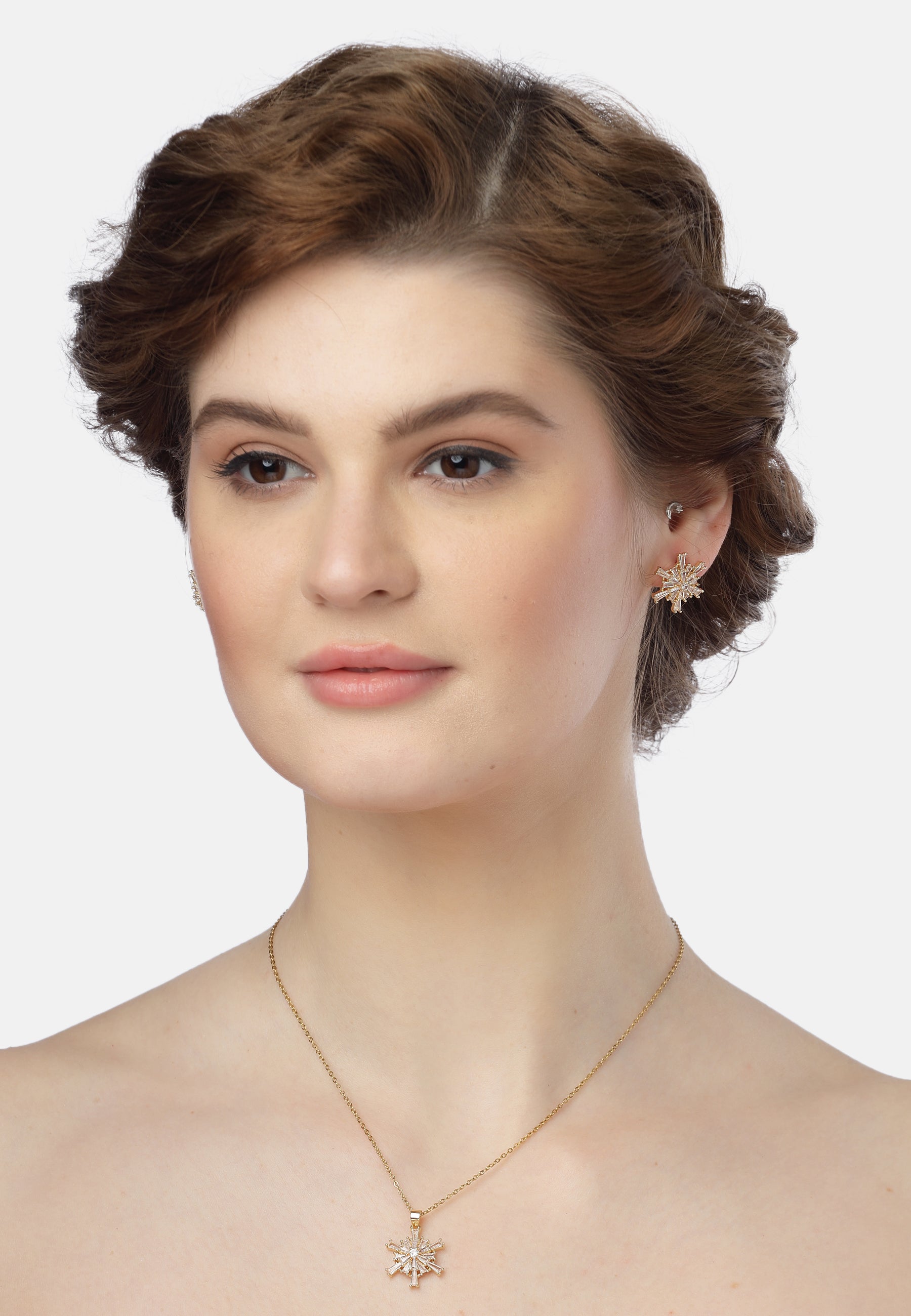 Golden Stardust Earrings and Necklace set