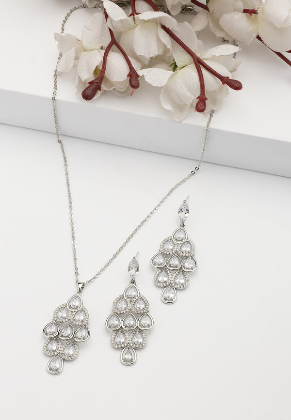 Pearlescent Waterfall Necklace and Earrings Set