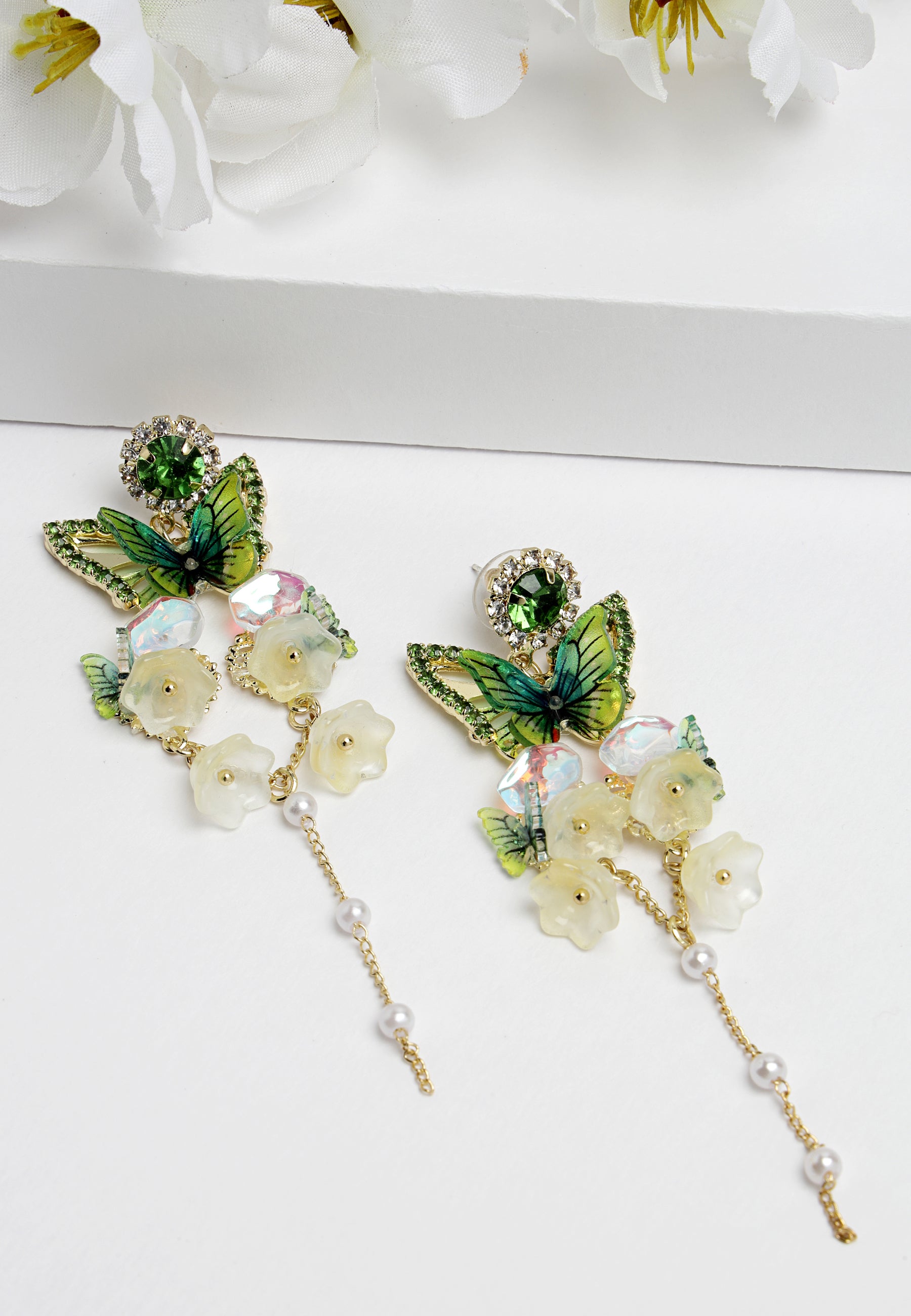 Butterfly Crystal Long Hanging Earrings