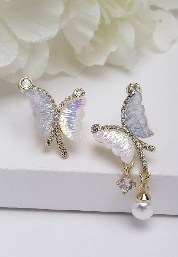 Boucles d'oreilles papillon en cristal doré