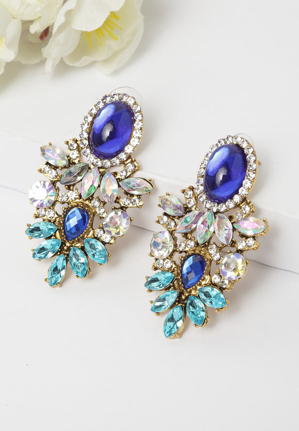 Boucles d'oreilles en cristal bleu